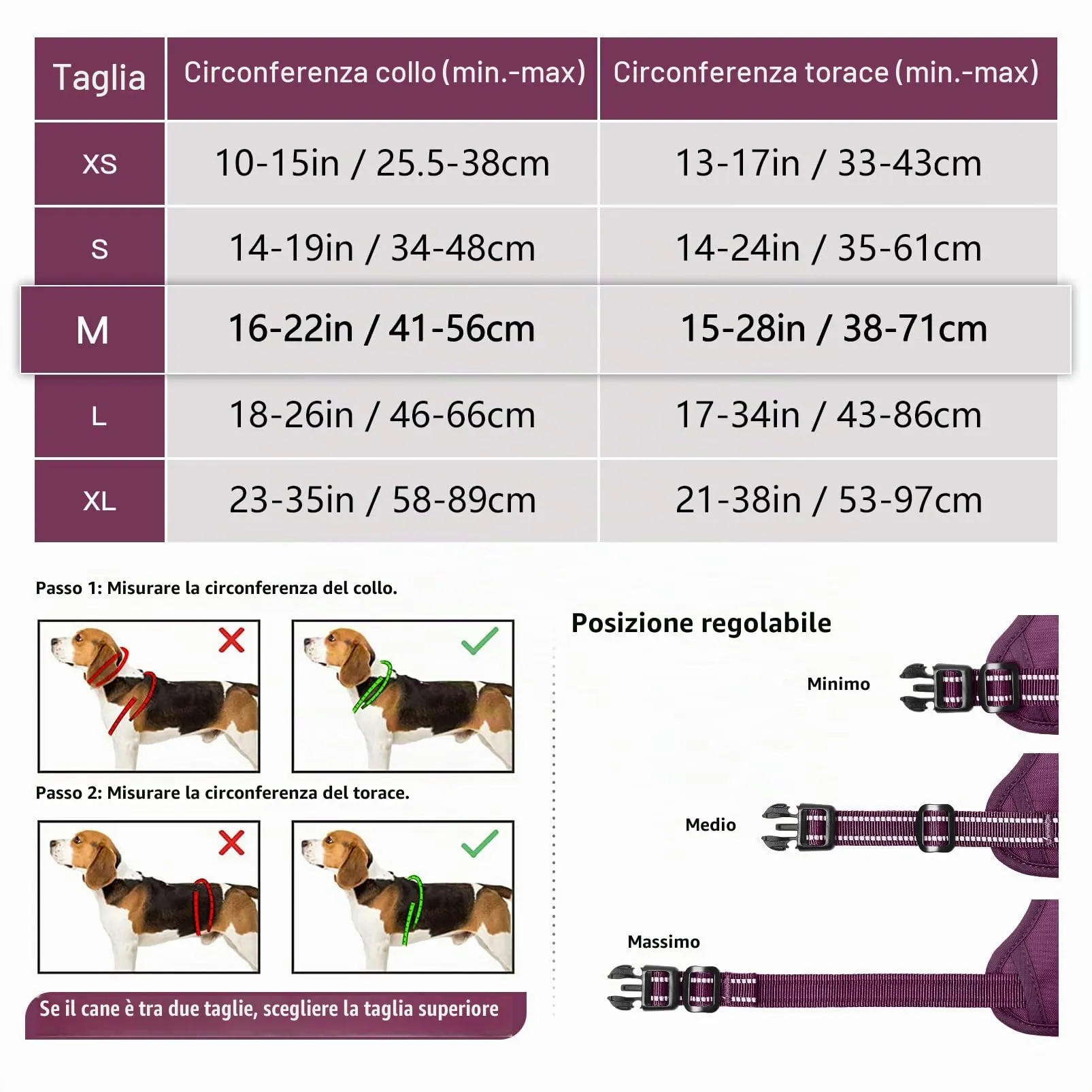 HEELE Pettorina Cane Taglia Media Riflettente Pettorina Addestramento Cani Anti Tiro con 2 Ganci in Metallo + Comodo Maniglia, Gilet per Cani Regolabile per Camminare, Viola Rifiniture Abbinate, M - immagine 7