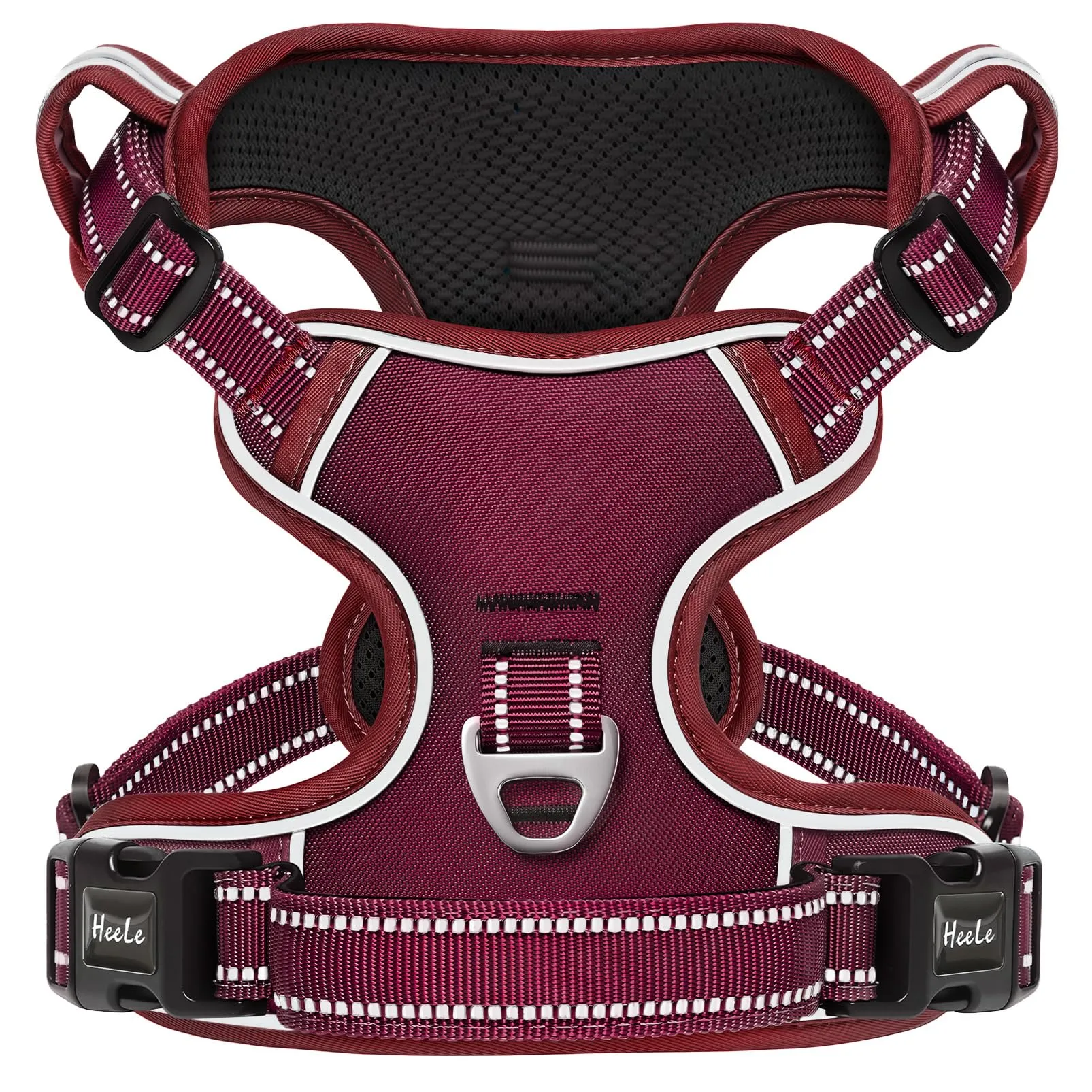 HEELE Pettorina Cane Taglia Piccola Riflettente Pettorina Addestramento Cani Anti Tiro con 2 Ganci in Metallo Comodo Maniglia, Gilet per Cani Regolabile per Camminare, Rosso Borgogna, S - immagine 1