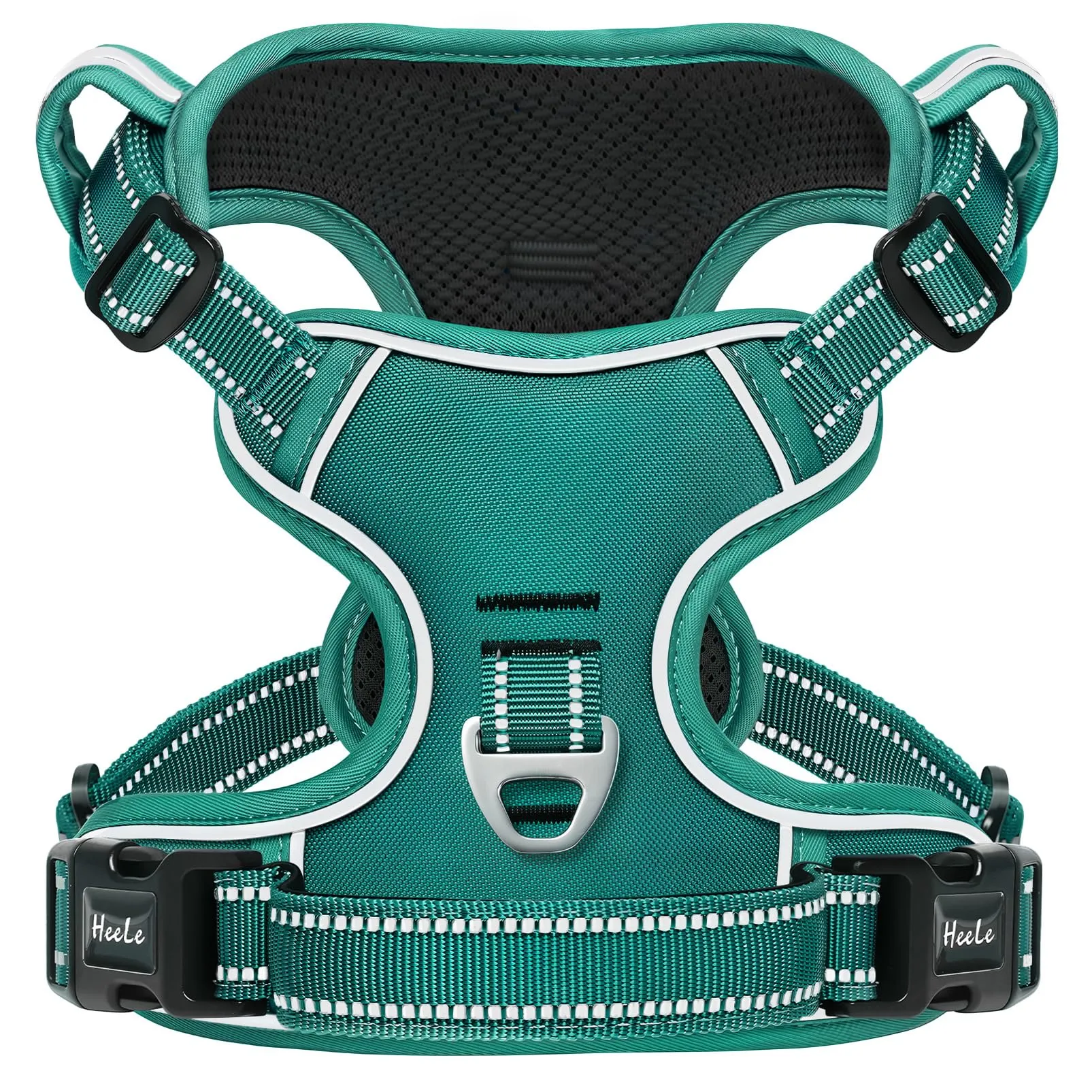 HEELE Pettorina Cane Taglia Media e Grande Riflettente Pettorina Addestramento Cani No Pull con 2 Ganci in Metallo + Comodo Maniglia, Gilet per Cani Regolabile per Camminare, Verde Erba, L - immagine 1