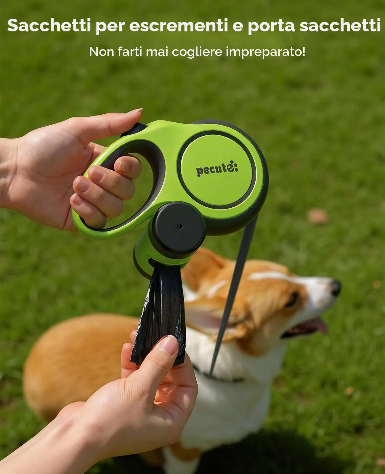 Pecute Guinzaglio per Cani Allungabile 5 metri con Corda Anti-morso da 46cm - immagine 3