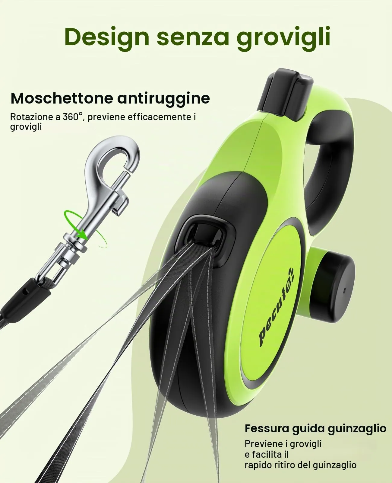 Pecute Guinzaglio per Cani Allungabile 5 metri con Corda Anti-morso da 46cm - immagine 7