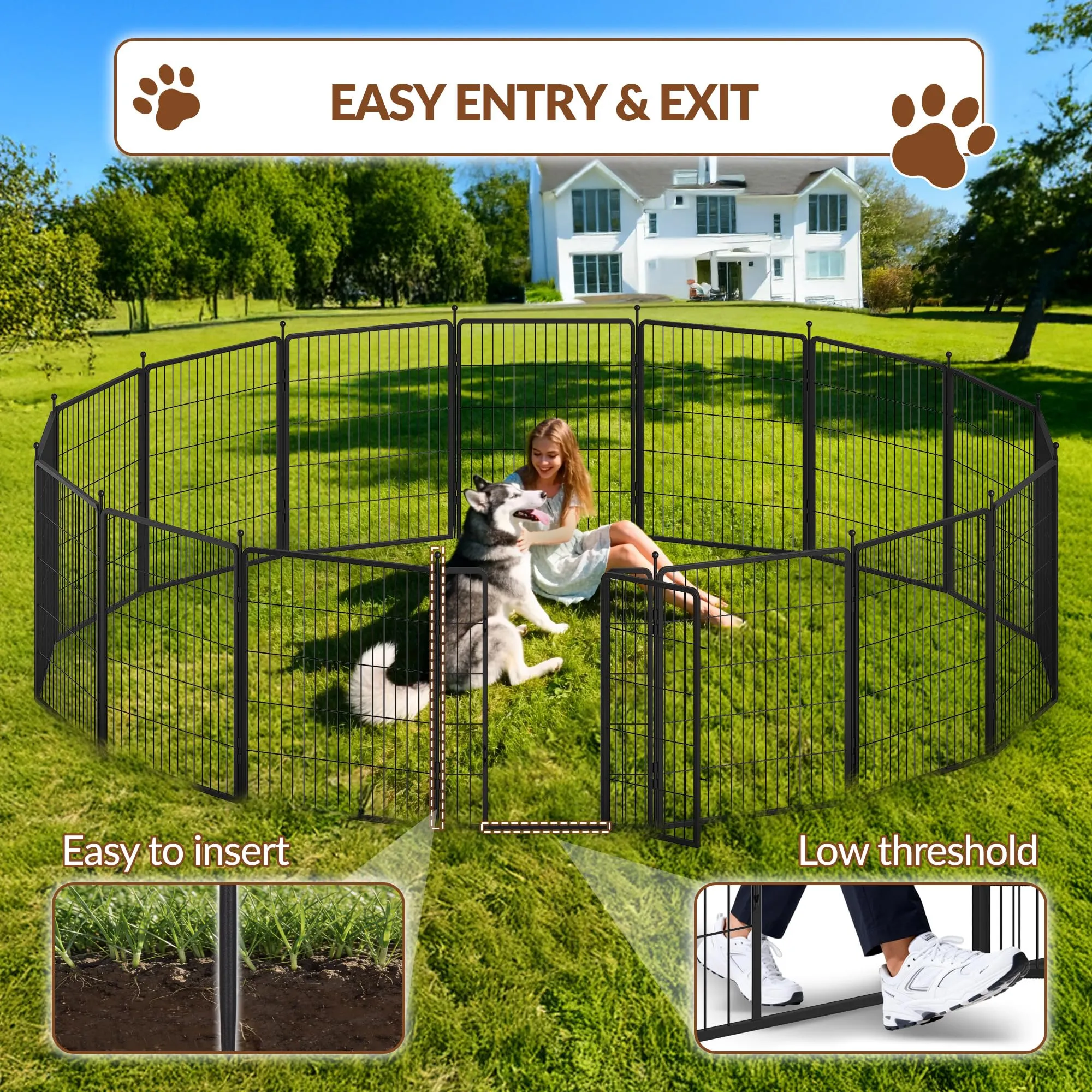 Fobyfurny Recinto per Cani, Altezza 80 cm, Nero - immagine 3