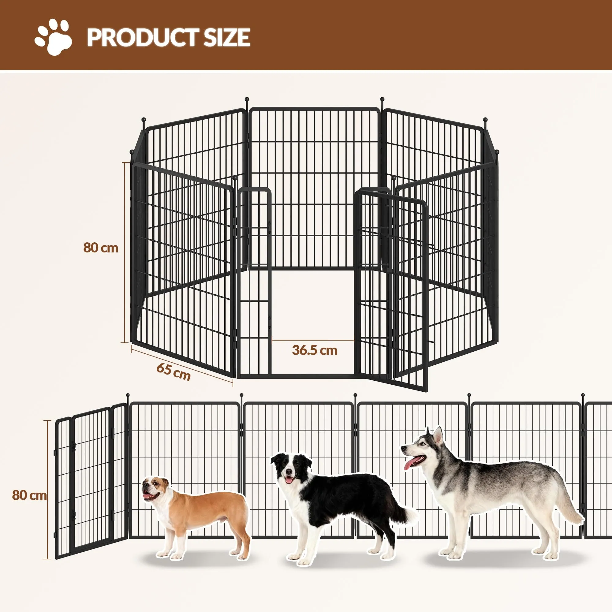Fobyfurny Recinto per Cani, Altezza 80 cm, Nero - immagine 5