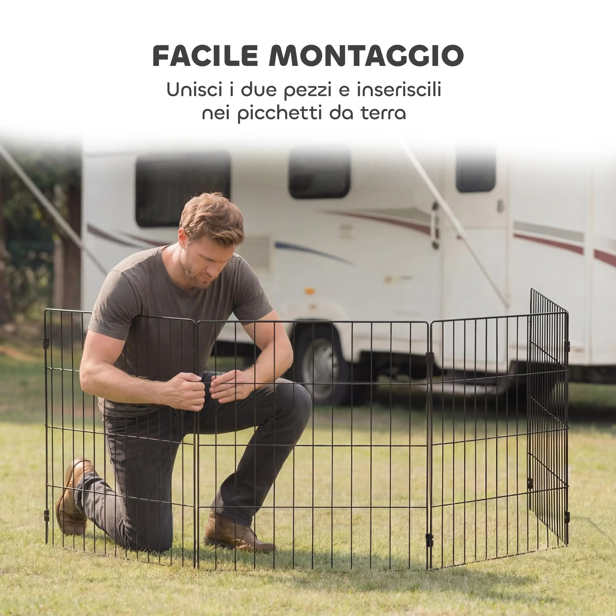 PawHut Recinto per Cani Pieghevole in Metallo 8 Pannelli 50 x 60 cm Nero - immagine 6