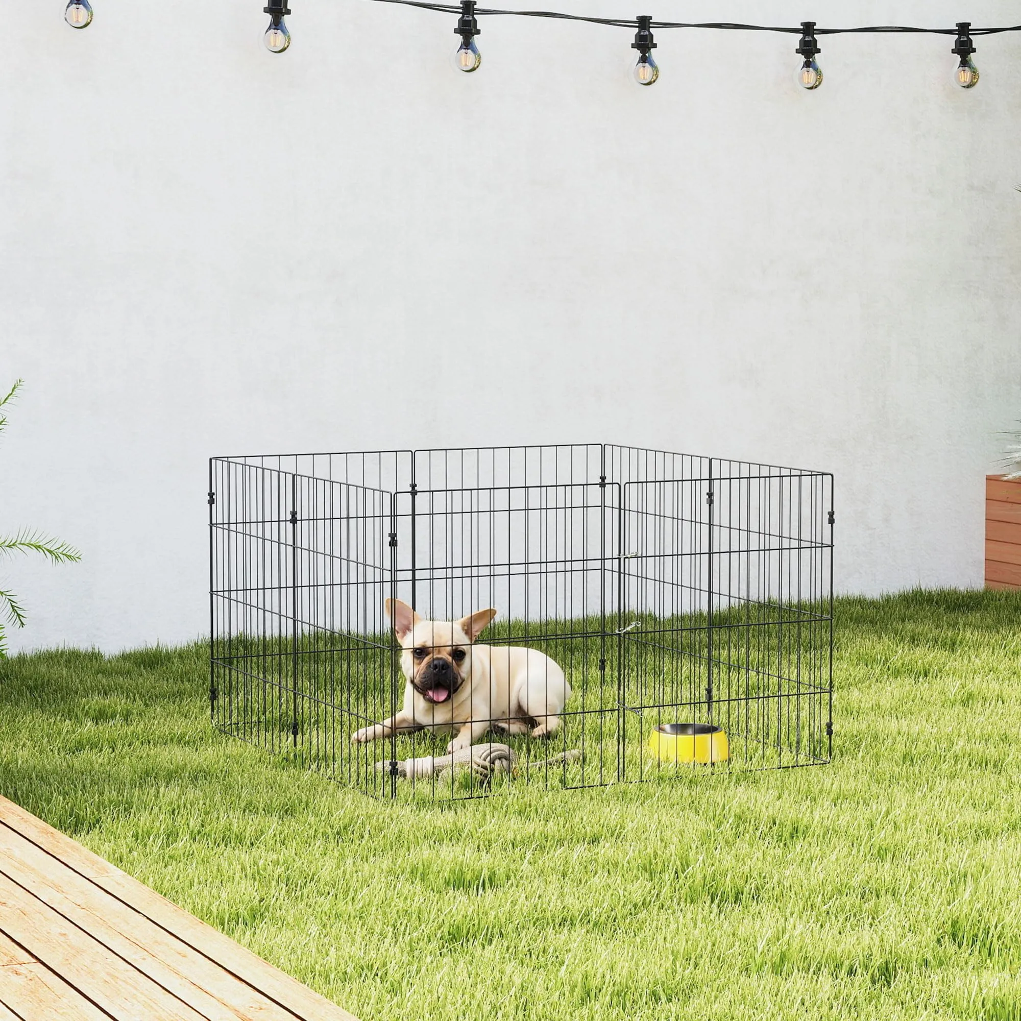 PawHut Recinto per Cani Pieghevole in Metallo 8 Pannelli 50 x 60 cm Nero - immagine 8