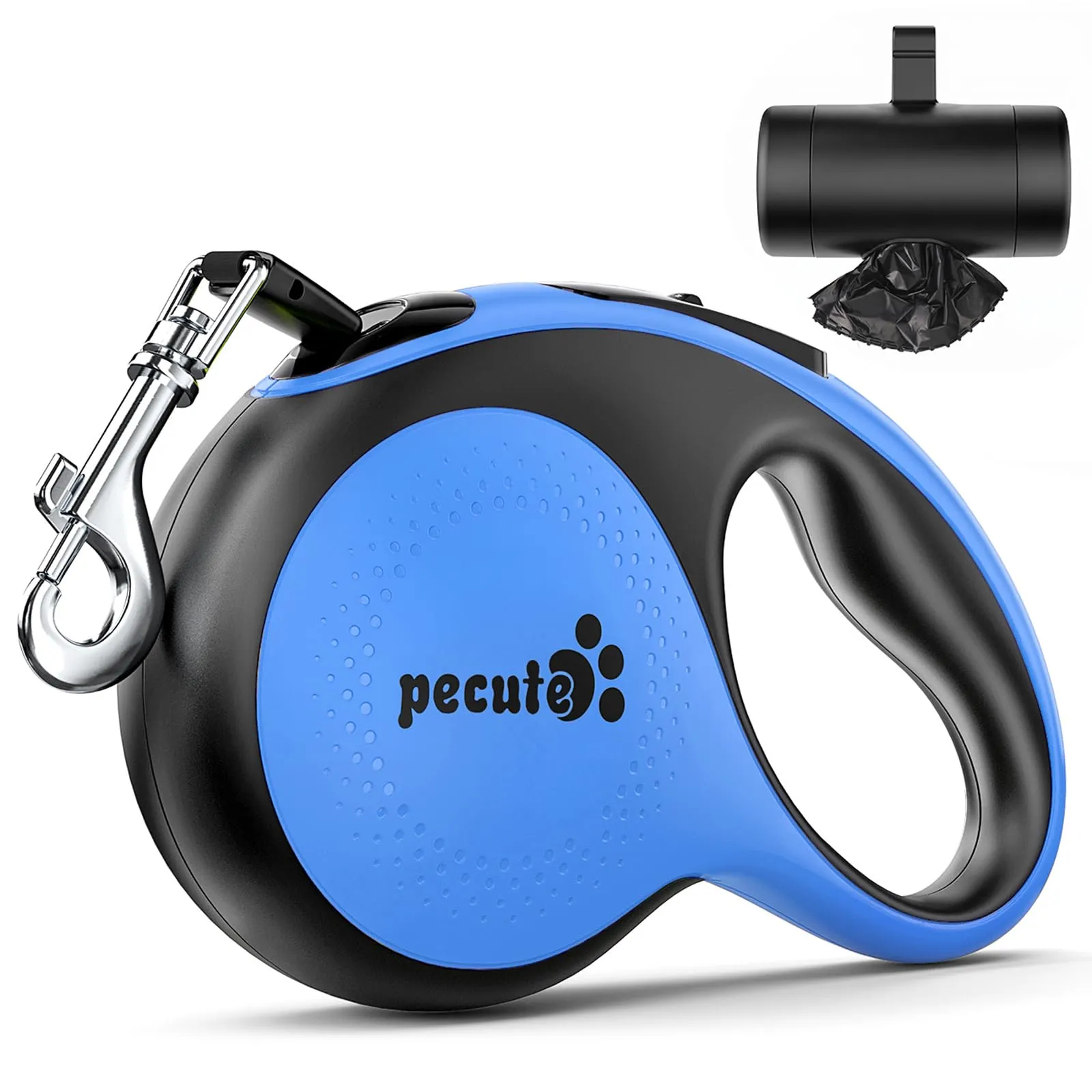 Pecute Guinzaglio per Cani Allungabile 8m (fino a 50kg), 360° Anti-Tangle, Freno Rapido e Impugnatura Antiscivolo, con Sacchetti Igienici e Porta Sacchetti,Blu - immagine 1