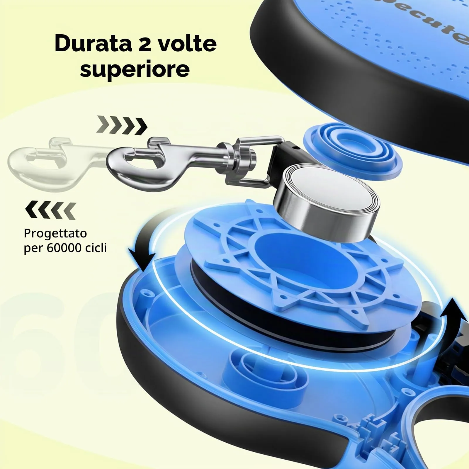 Pecute Guinzaglio per Cani Allungabile 8m (fino a 50kg), 360° Anti-Tangle, Freno Rapido e Impugnatura Antiscivolo, con Sacchetti Igienici e Porta Sacchetti,Blu - immagine 5