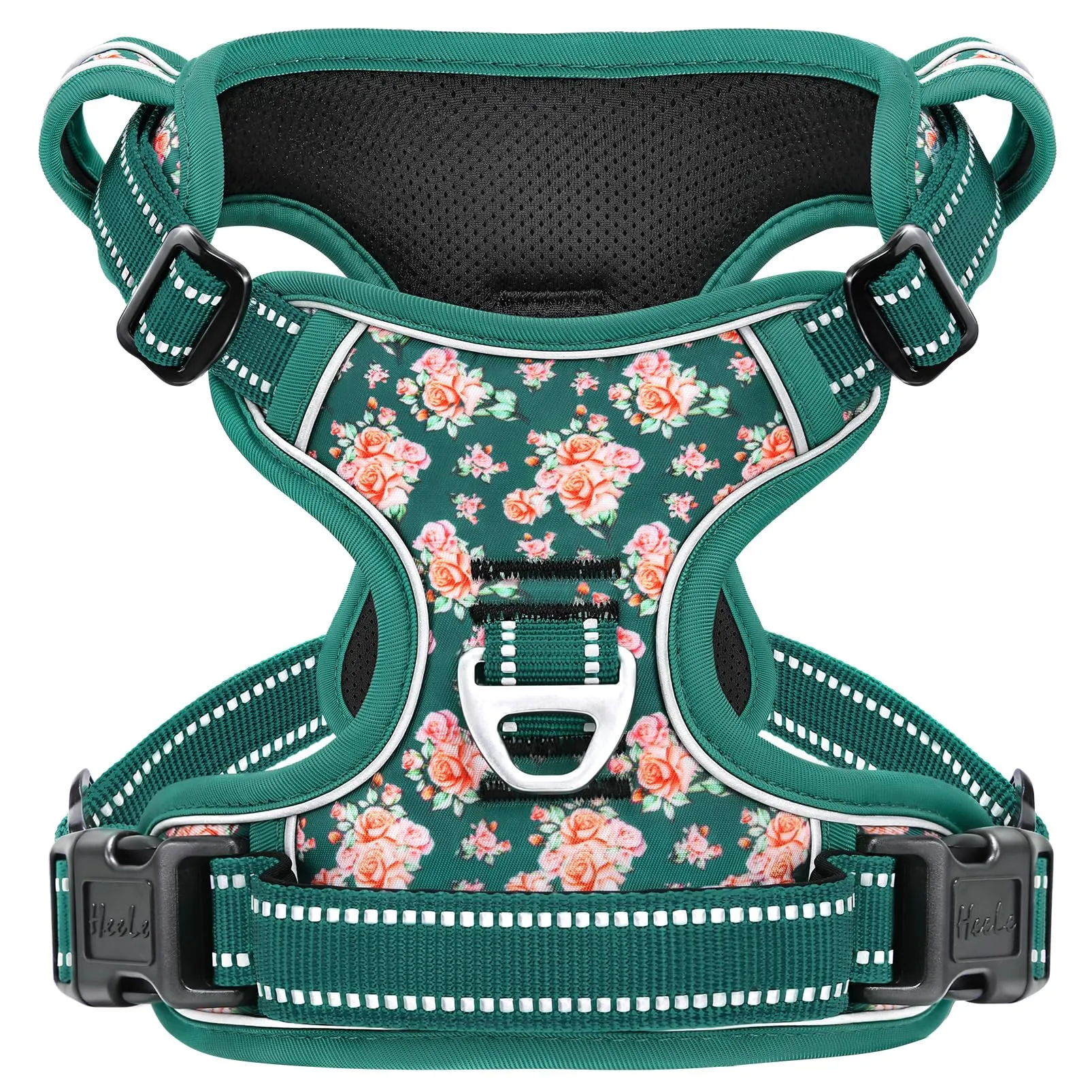 HEELE Pettorina Cane Riflettente No-pull Regolabile, Fiori-Verde Erba, XL - immagine 1