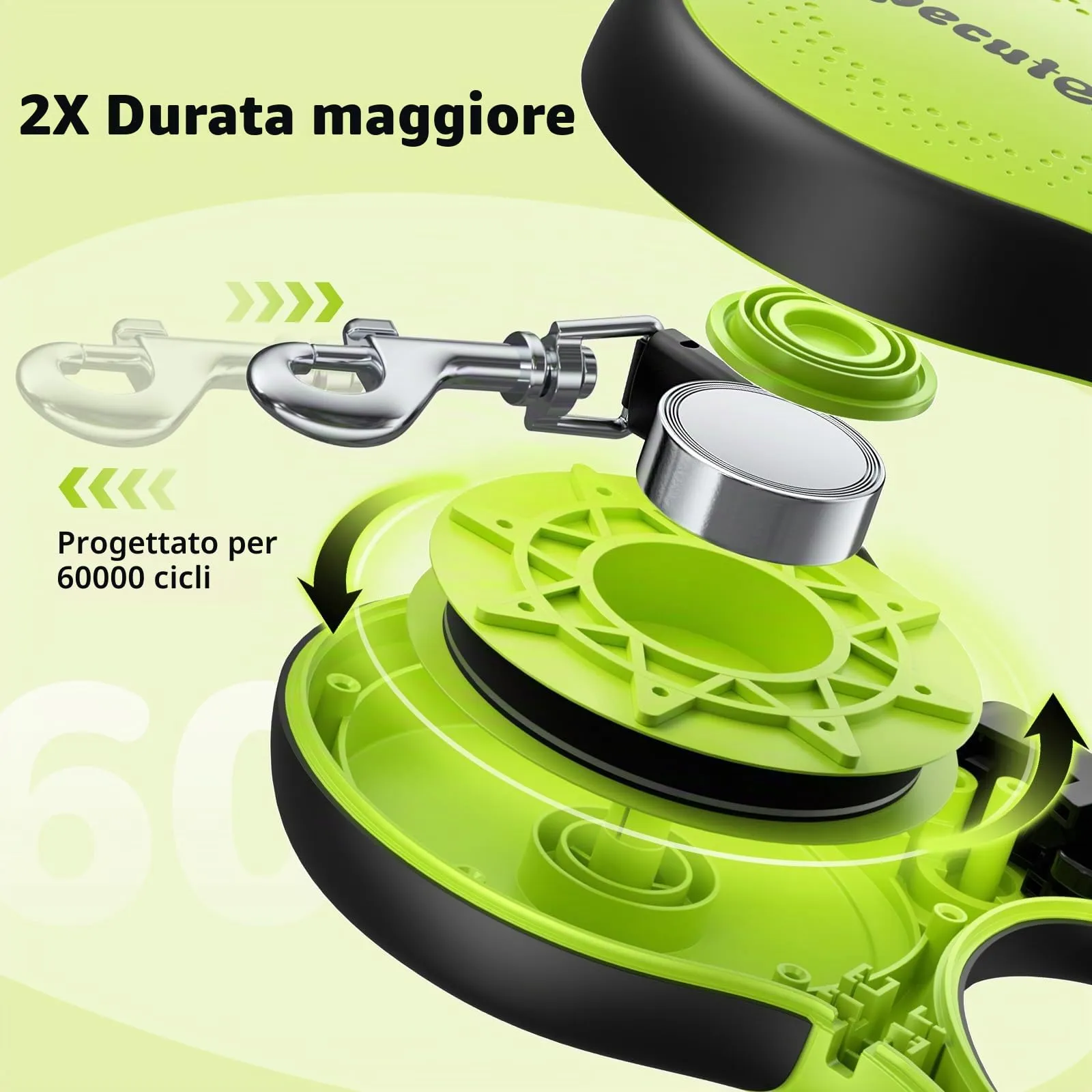 Pecute Guinzaglio per Cani Allungabile 8m (fino a 50kg), Estensione del Guinzaglio 360° Senza Grovigli, Impugnatura Antiscivolo e Pulsante di Freno Rapido,Verde - immagine 4