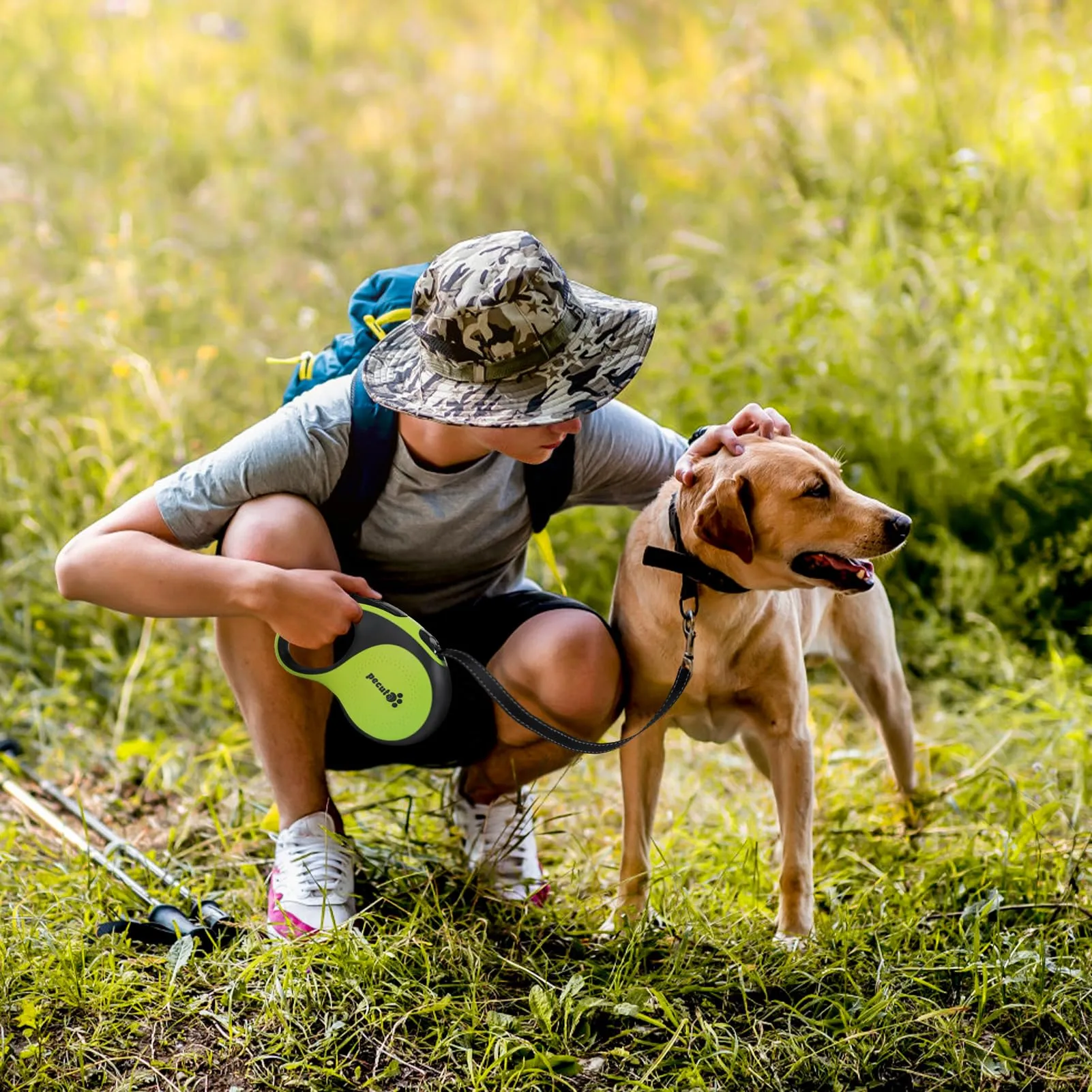 Pecute Guinzaglio per Cani Allungabile 8m (fino a 50kg), Estensione del Guinzaglio 360° Senza Grovigli, Impugnatura Antiscivolo e Pulsante di Freno Rapido,Verde - immagine 8