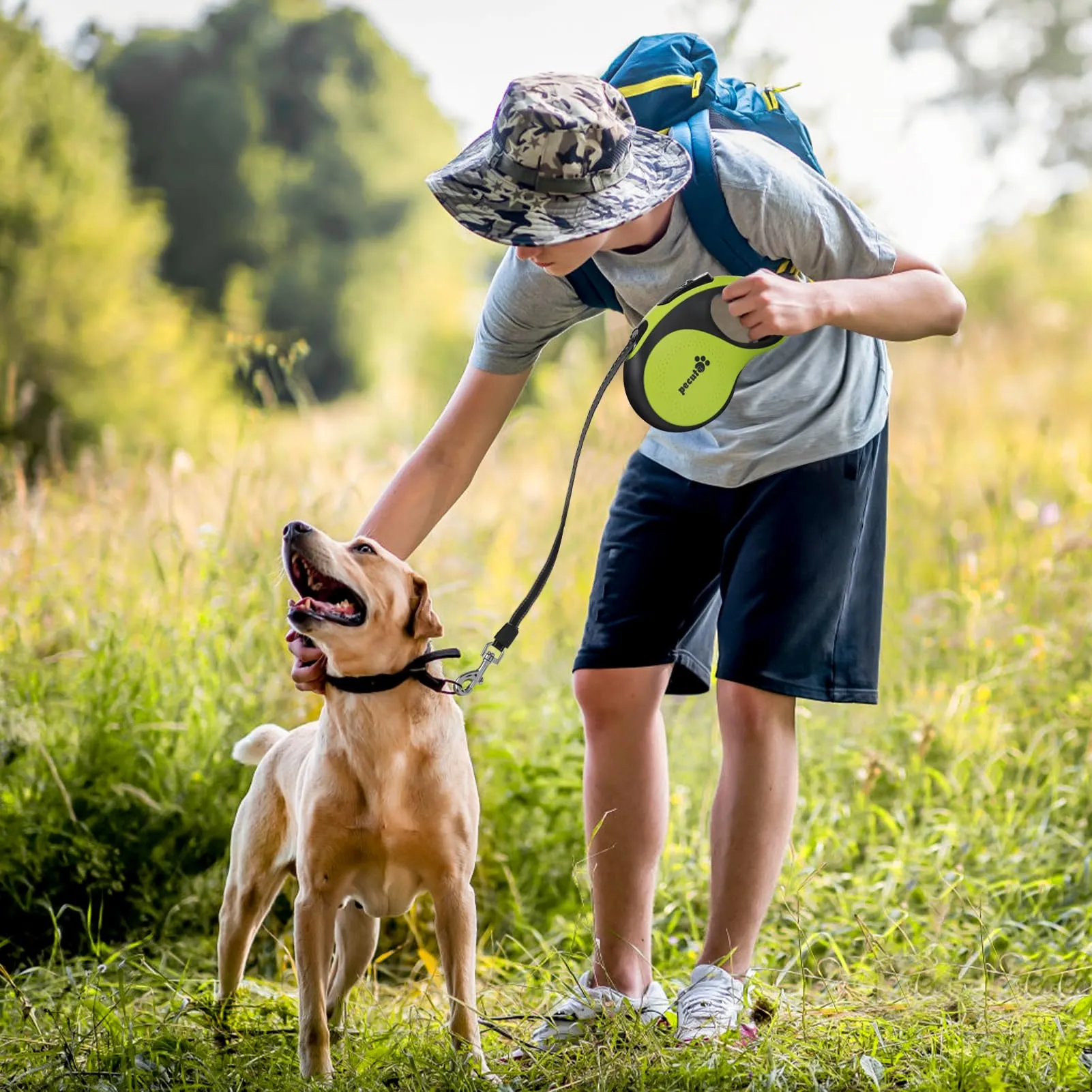 Pecute Guinzaglio per Cani Allungabile 8m (fino a 50kg), Estensione del Guinzaglio 360° Senza Grovigli, Impugnatura Antiscivolo e Pulsante di Freno Rapido,Verde - immagine 9