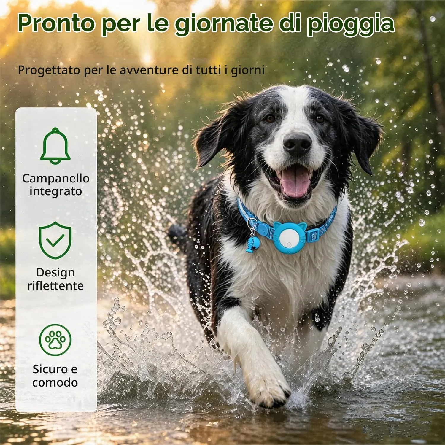 Collare GPS per Gatti, GPS per Cani Senza Abbonamento, Regolabile Localizzatore GPS Cani Tracciamento Compatibile con iOS e Android, Riflesso Notturno Smart Tag per Gatti - immagine 3