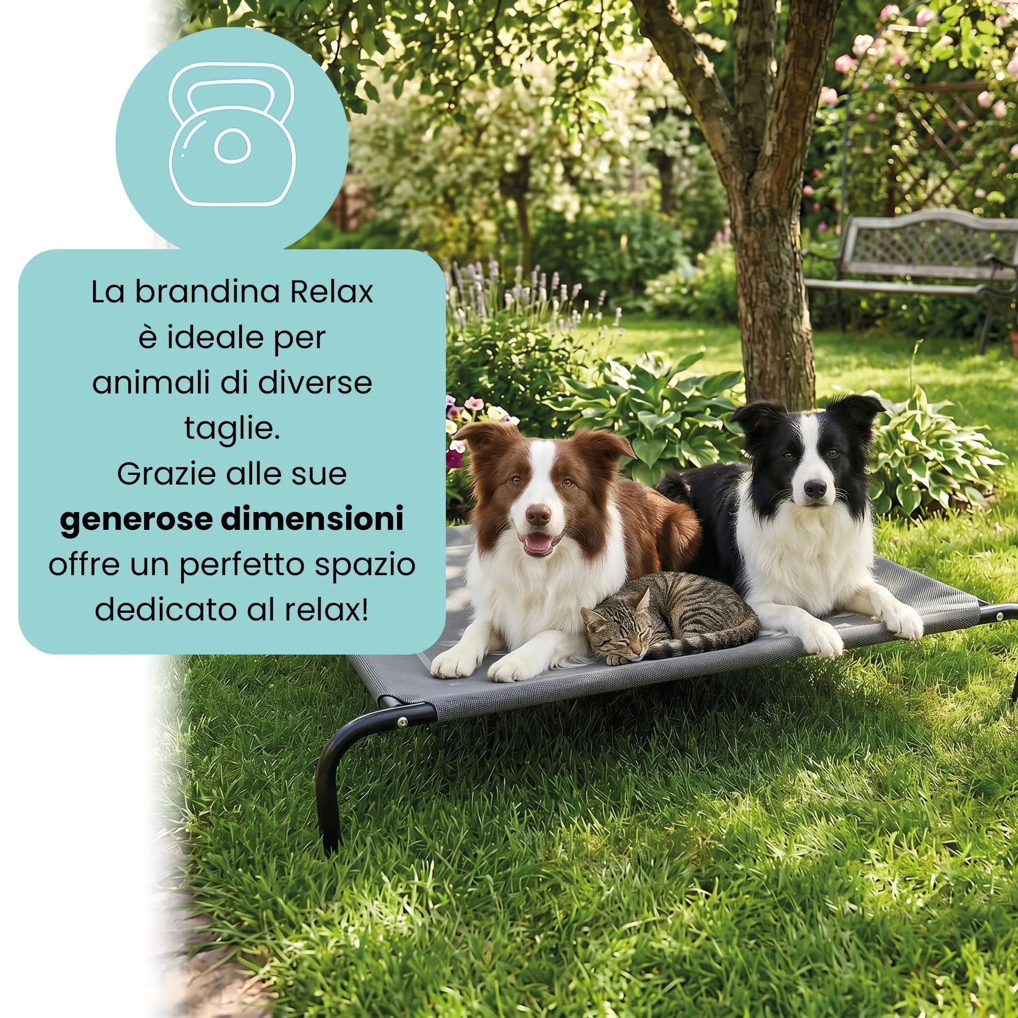 Italian Bed Linen – Brandina per Cani Taglia Grande Maxy e Media, 130x90x20cm, Lettino Rialzato Estivo Traspirante e Impermeabile, Telaio Rinforzato Robusto, Grigio - immagine 6