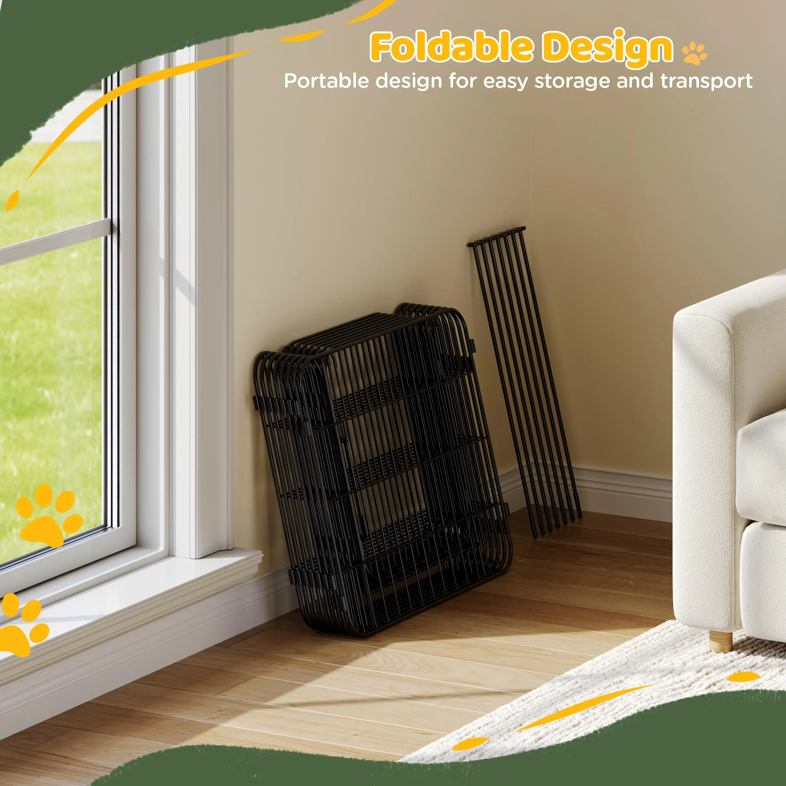 Yaheetech Recinto per Animali Domestici 16 Pannelli Altezza 50 cm Nero - immagine 8