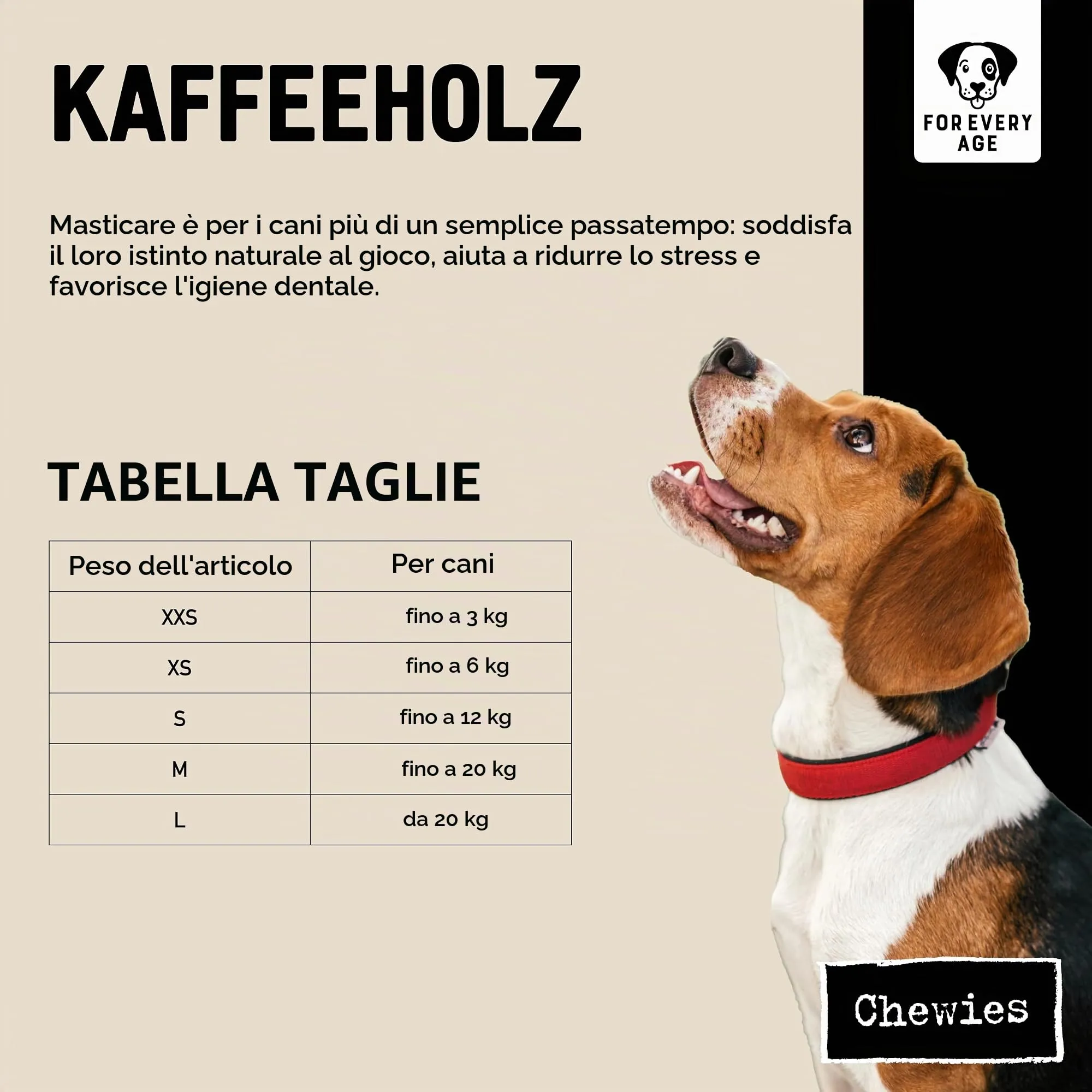Chewies - Bastone da Masticare in Legno di Caffè per Cani, 100% Naturale, a Basso Rischio e Durevole, Misura XS per Cani Fino a 5 kg - immagine 4
