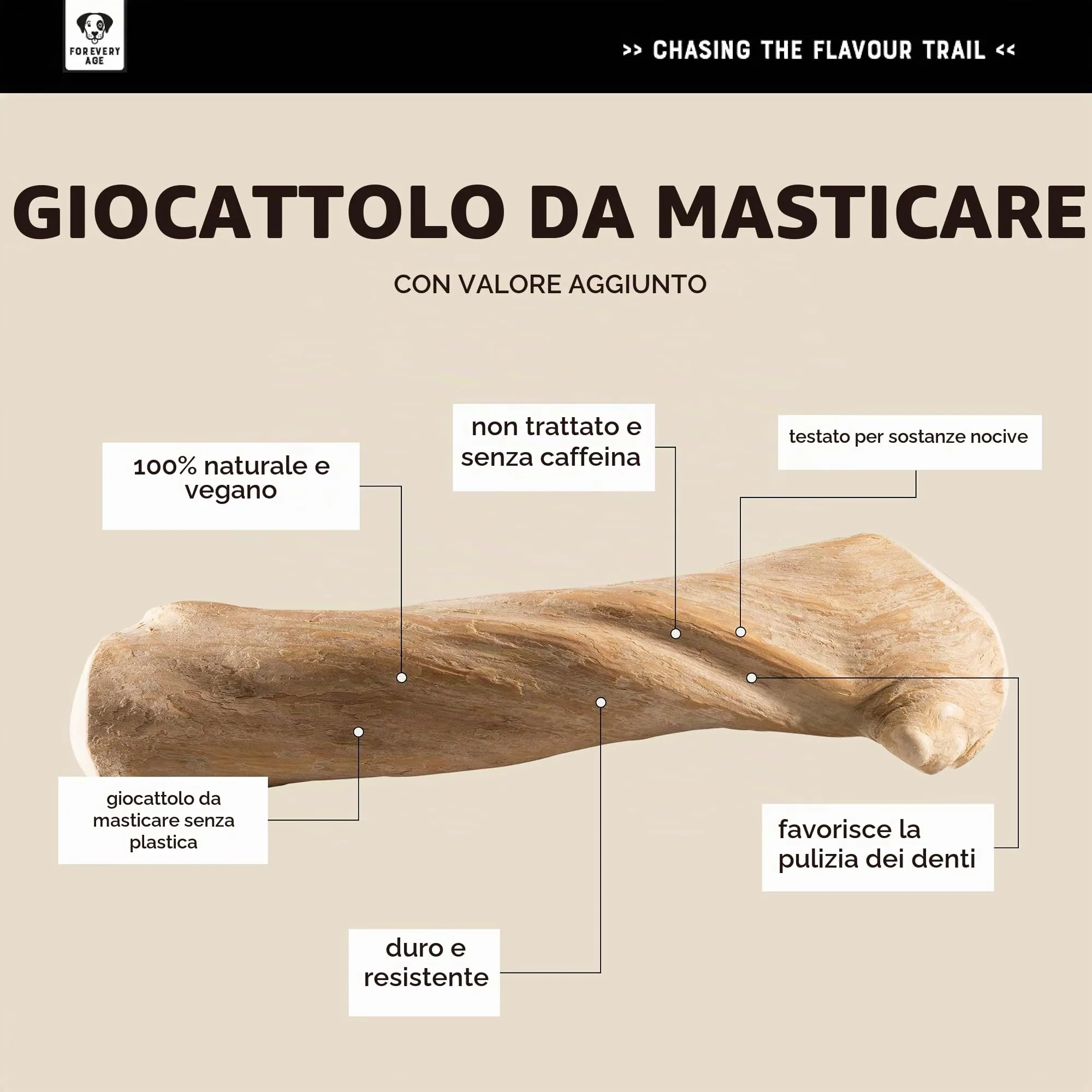 Chewies - Bastone da Masticare in Legno di Caffè per Cani, 100% Naturale, a Basso Rischio e Durevole, Misura XXS per Cani Fino a 3 kg - immagine 3