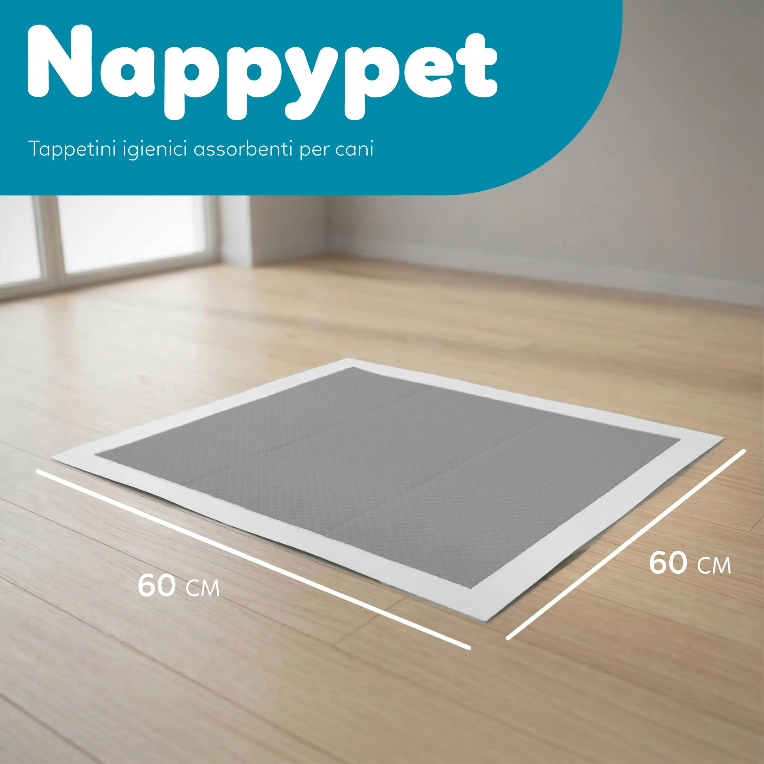 AQPET Tappetini per Cani ai Carboni Attivi 5 Strati 60x60 cm, 180 Pezzi - immagine 2