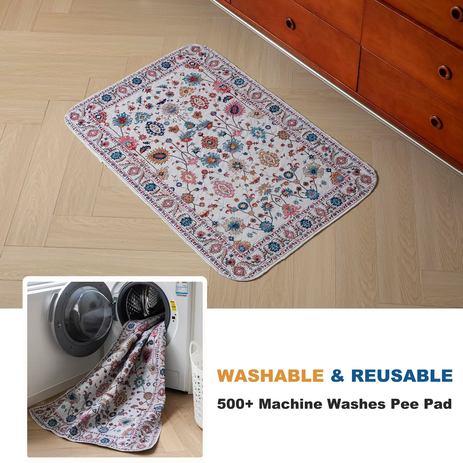 2 Pezzi Tappetini Assorbenti per Cani, Tappeti Lavabili Riutilizzabili, Traverse Cani, Traversine Addestramento del Cane, Gatti, Conigli, Antiscivolo (Pattern 3, 91.5x 183cm) - immagine 2