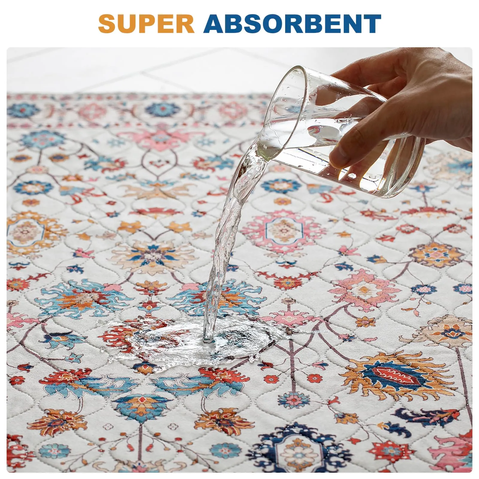 2 Pezzi Tappetini Assorbenti per Cani, Tappeti Lavabili Riutilizzabili, Traverse Cani, Traversine Addestramento del Cane, Gatti, Conigli, Antiscivolo (Pattern 3, 91.5x 183cm) - immagine 3