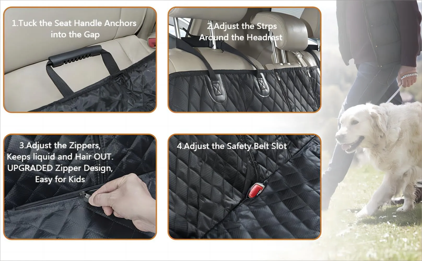 ANOSOSPECIAL Coprisella per sedile posteriore per auto ISOFIX XL, impermeabile, con cintura di sicurezza, antigraffio, per cani, sedile posteriore per bambini, universale, per camion, SUV - immagine 7