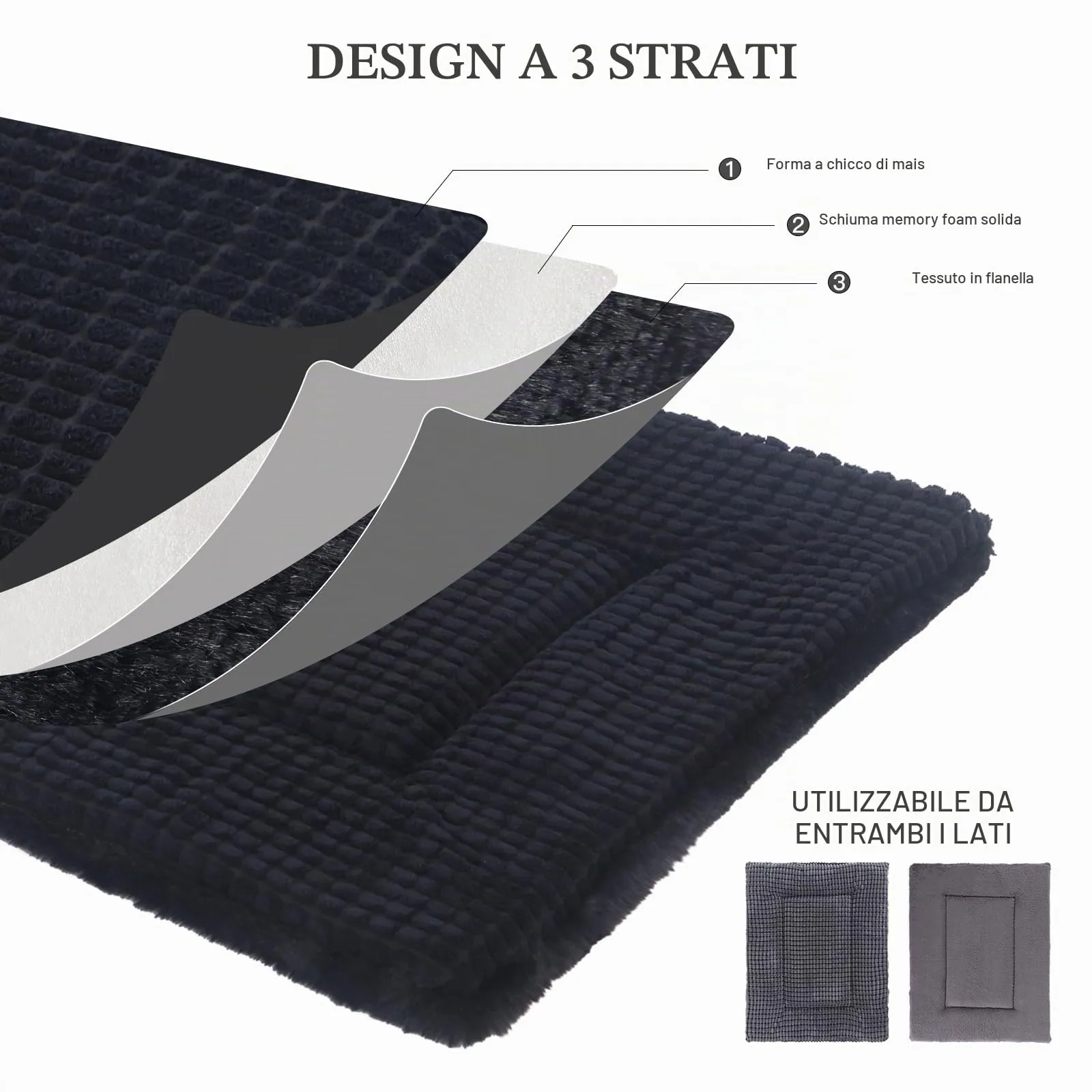 BVAGSS Cuscino per Cane Reversibile, Ultra Morbido Materassino Lavabile per cani, Ortopedico Letto per cani Cuscino Cane Memory Foam Suave y Cálido XH079 (106x71x4cm,Dark Grey) - immagine 3