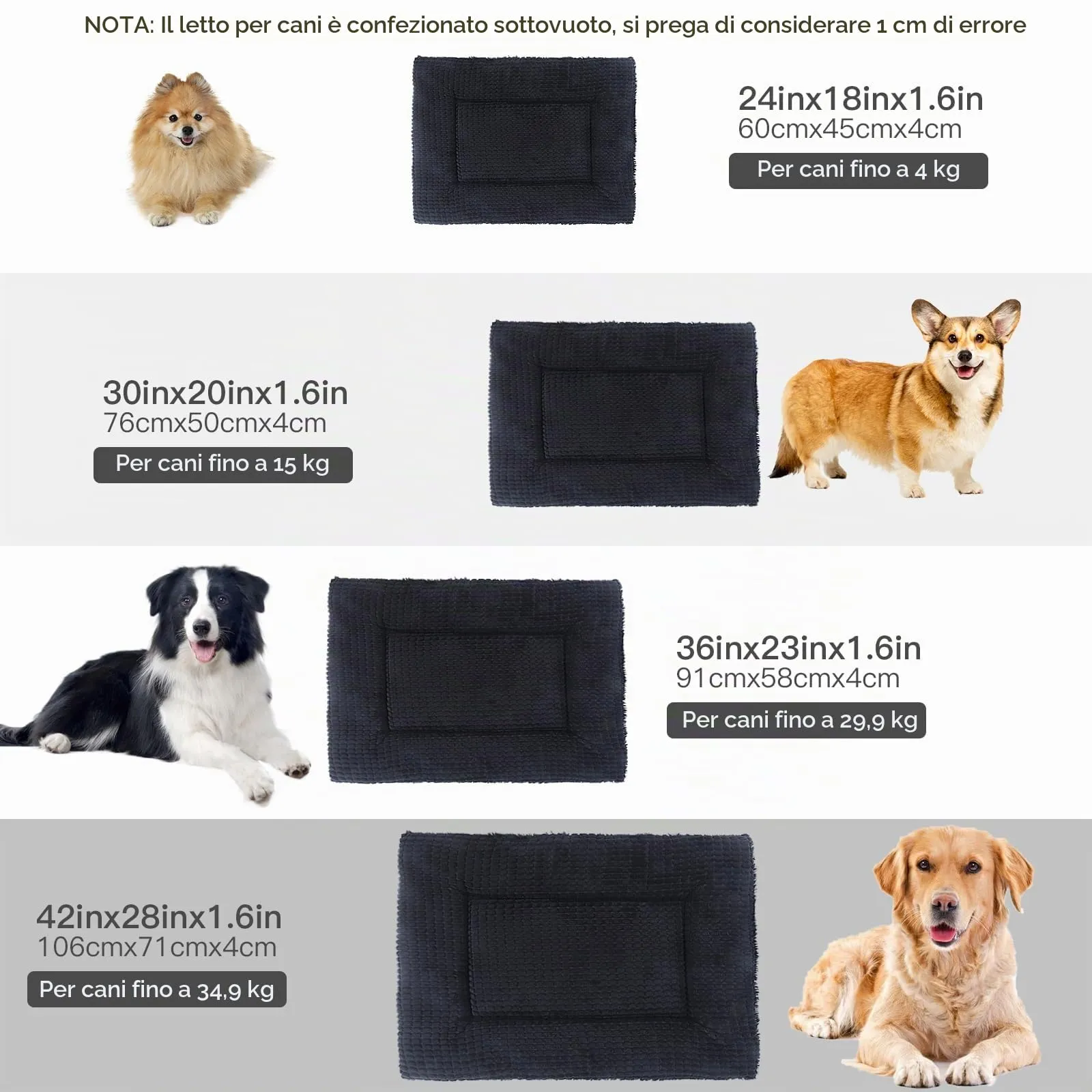 BVAGSS Cuscino per Cane Reversibile, Ultra Morbido Materassino Lavabile per cani, Ortopedico Letto per cani Cuscino Cane Memory Foam Suave y Cálido XH079 (106x71x4cm,Dark Grey) - immagine 6