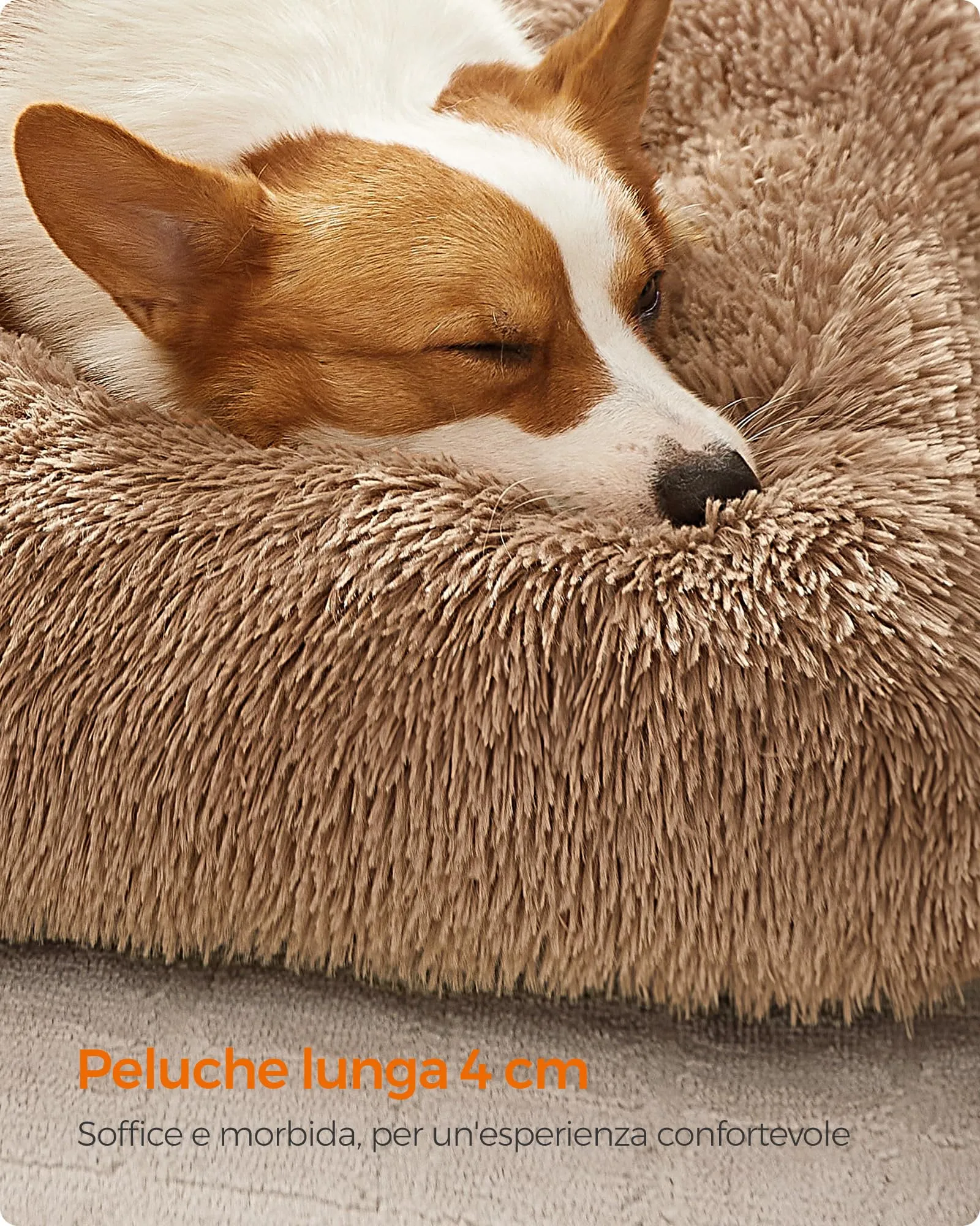 Feandrea Cuccia per Cani, Tappetino per Animali di Peluche Morbida, 110 x 73 cm, Imbottitura Soffice, Lavabile, Cuscino per Cani Multiuso, Marrone Cammello PGW203K01 - immagine 3