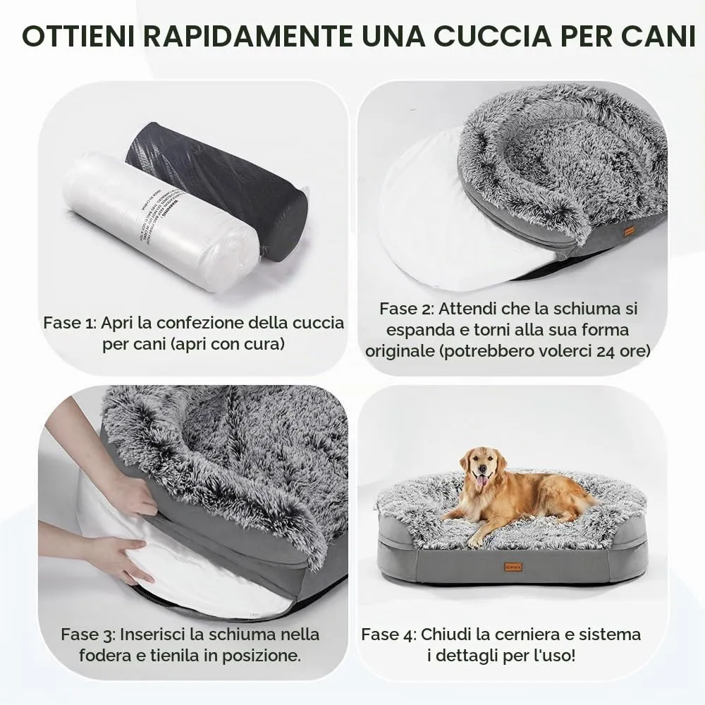 Gimars 9,5 cm L Cuccia Cane Interno Otopedica per Cani di Taglia Grande, 28D Guscio d'Uovo Memory Foam Cuccia Divano per Cuccioli Anziani con Fodera Impermeabile,Sfoderabile Lavabile, Semicircolare - immagine 9