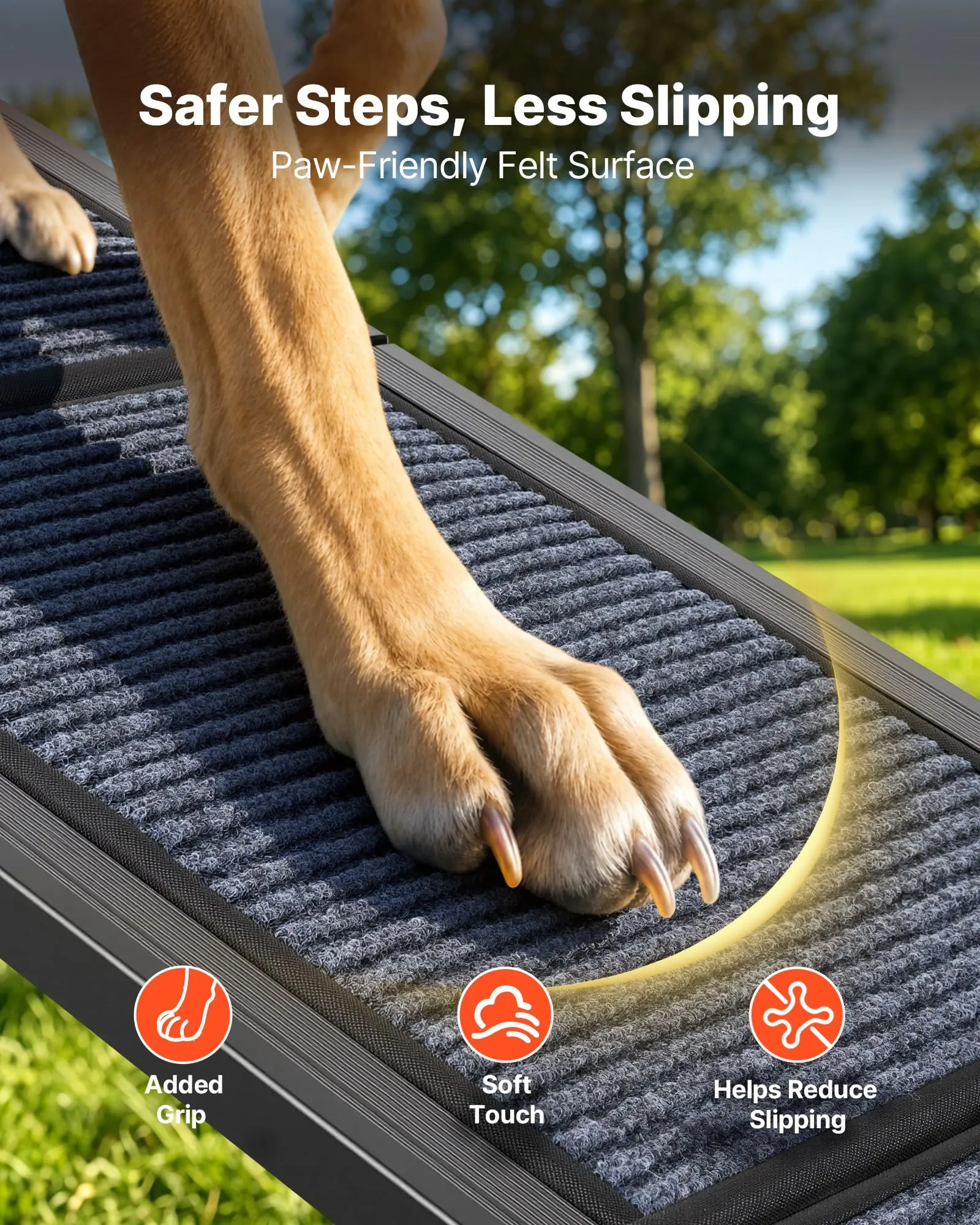 VEVOR Rampa per Cani per Auto 180 x 43,2 cm Rampe Pieghevoli con Superficie in Feltro Antiscivolo per Animali Domestici di Taglia Media e Grande Fino a 113 kg, per Cani da Esterno per SUV e Camion - immagine 3