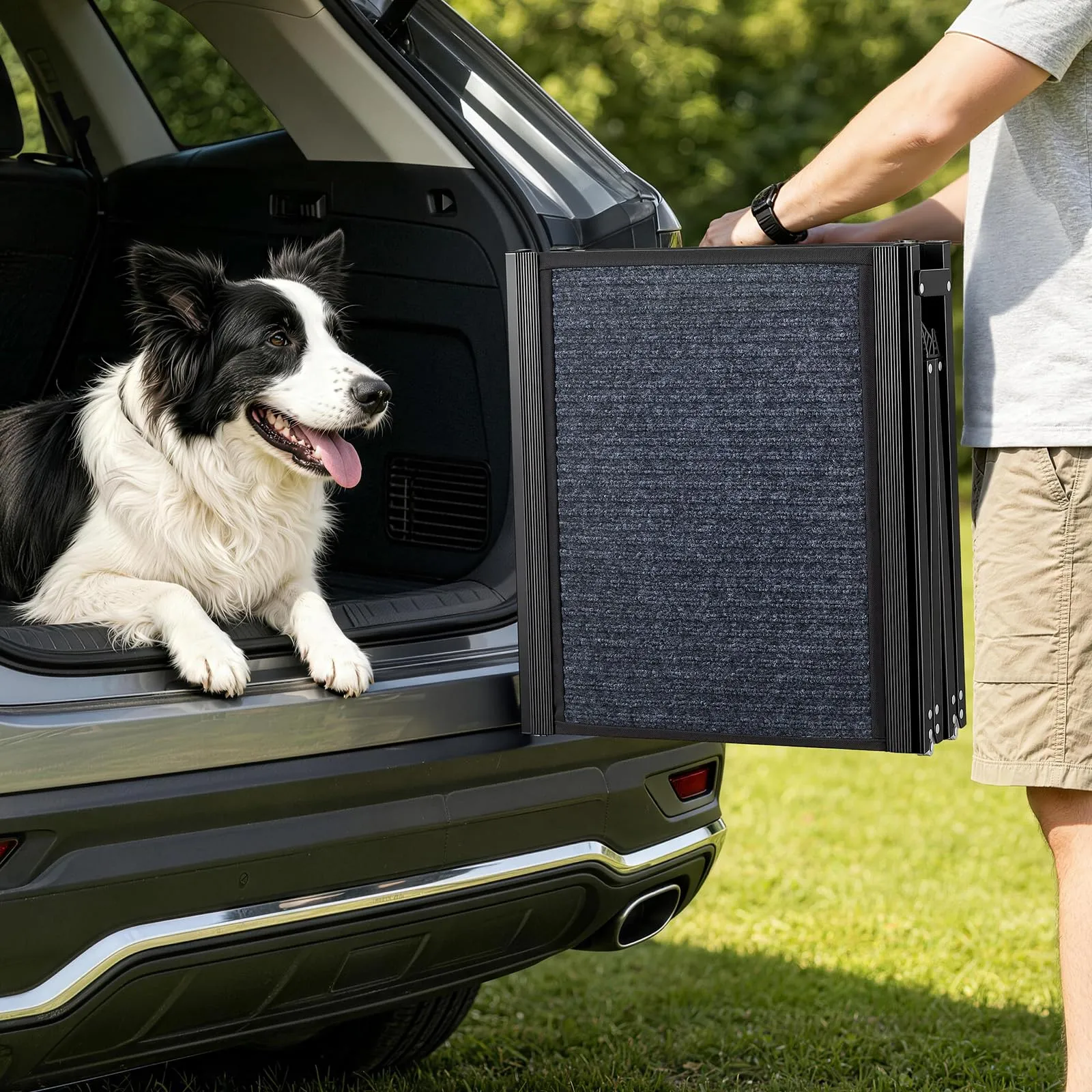 VEVOR Rampa per Cani per Auto 180 x 43,2 cm Rampe Pieghevoli con Superficie in Feltro Antiscivolo per Animali Domestici di Taglia Media e Grande Fino a 113 kg, per Cani da Esterno per SUV e Camion - immagine 8