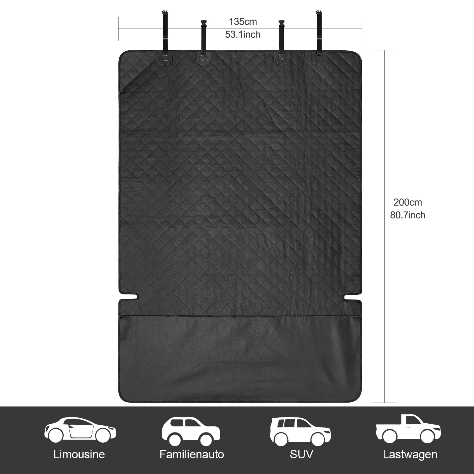 ANOSOSPECIAL Impermeabile Telo Auto per Cani Protezione Bagagliaio,Antiscivolo Coperta Universale per Animale, Robusto Facile da Pulire Nero per Suv furgone Camion - immagine 2