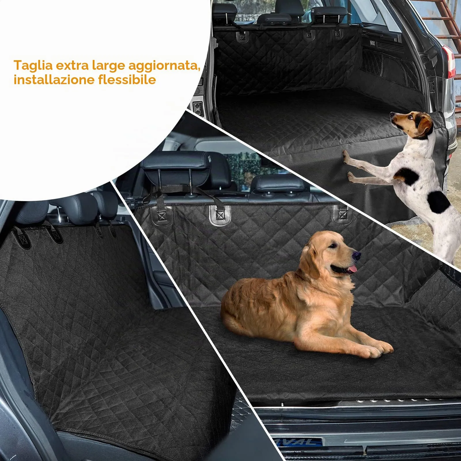 ANOSOSPECIAL Impermeabile Telo Auto per Cani Protezione Bagagliaio,Antiscivolo Coperta Universale per Animale, Robusto Facile da Pulire Nero per Suv furgone Camion - immagine 5