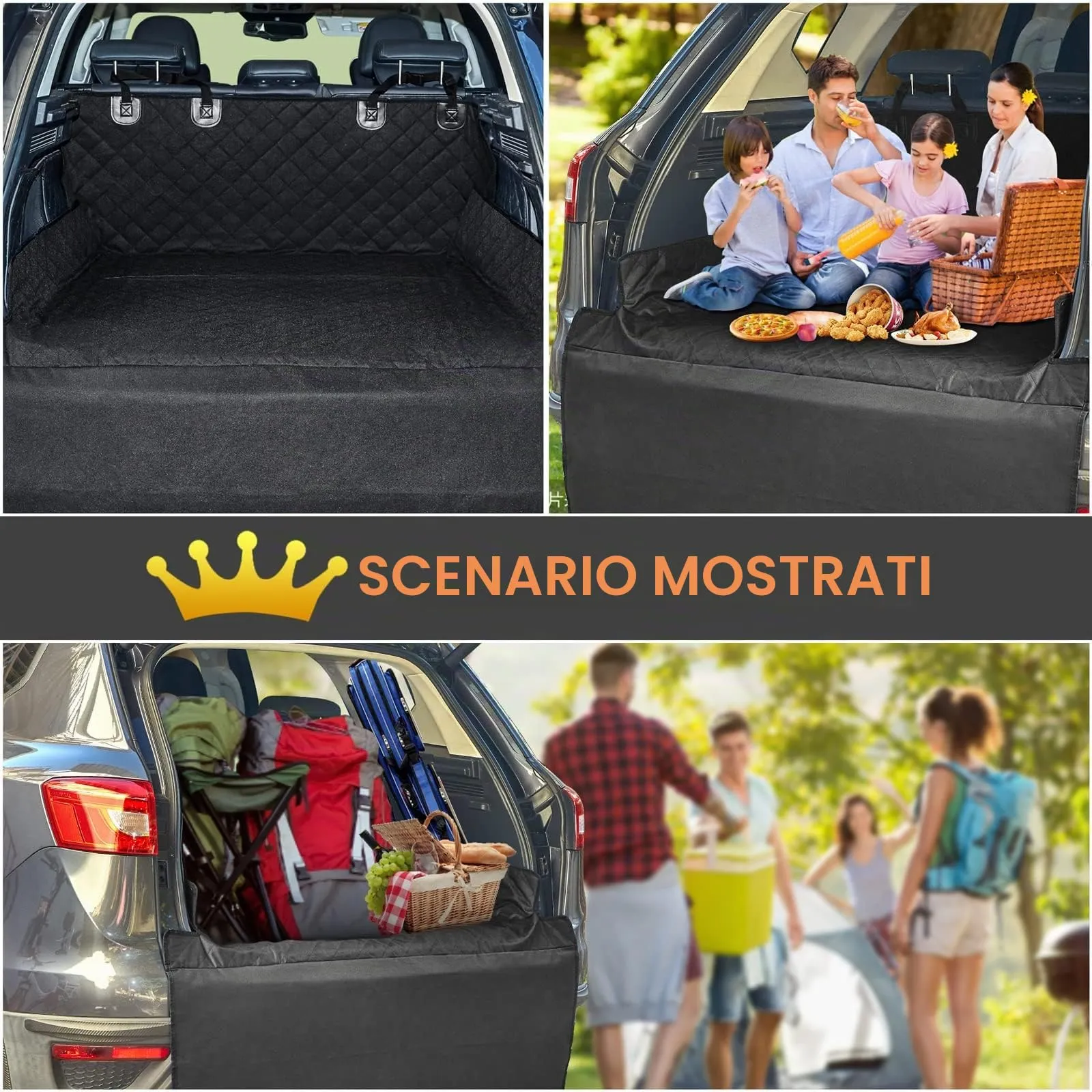 ANOSOSPECIAL Impermeabile Telo Auto per Cani Protezione Bagagliaio,Antiscivolo Coperta Universale per Animale, Robusto Facile da Pulire Nero per Suv furgone Camion - immagine 6