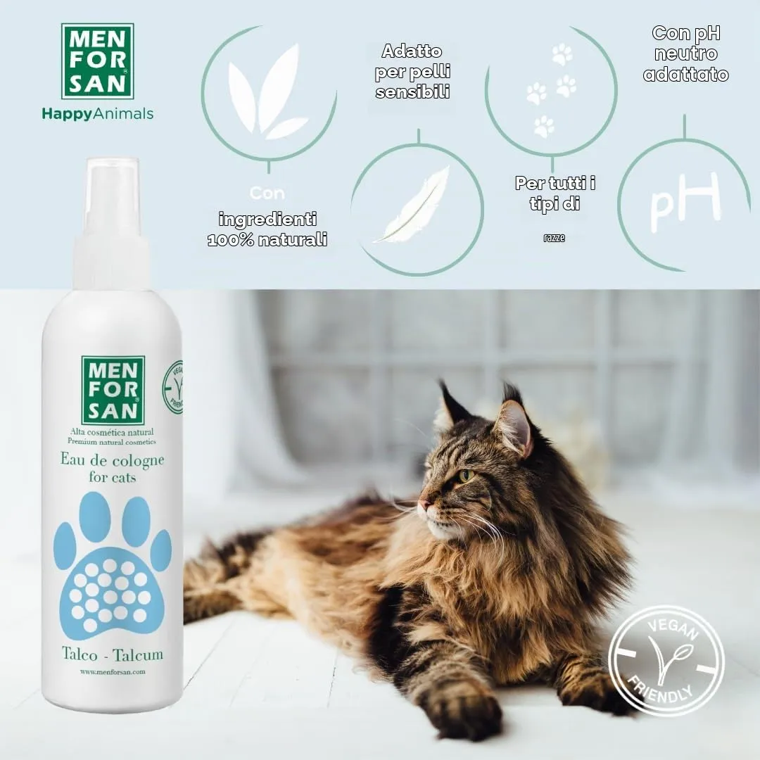 MENFORSAN Acqua di Cologne Talco per Gatti 125 Ml, Profumo Molto Piacevole, Trasparente - immagine 4