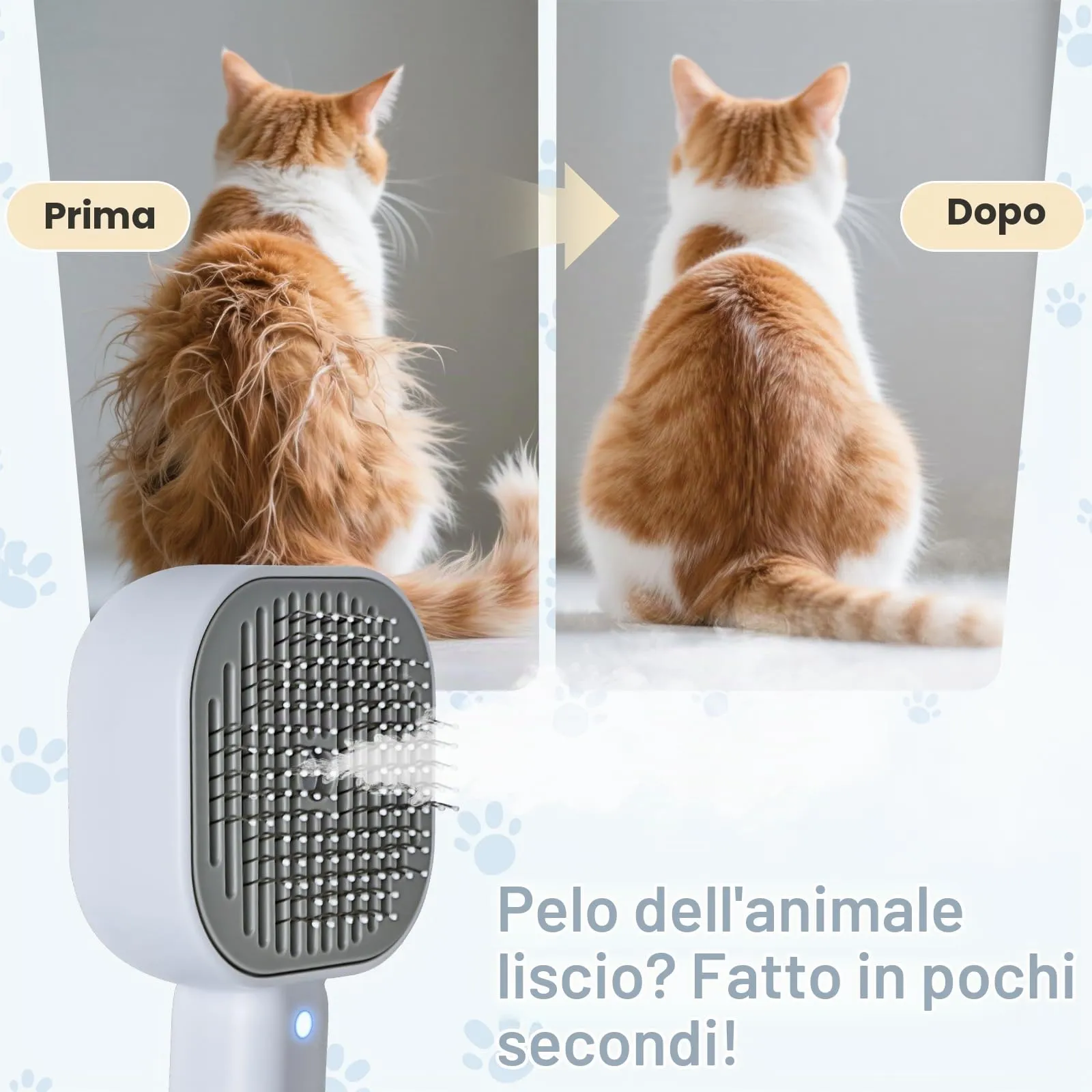 Cozary 4 in 1 Spazzola a Vapore per Gatti e Cani con Pulsante di Rilascio,Ricaricabile Spazzola Vapore con Lampada Antifungina per Massaggi Cura Depilazione,per Peli Lunghi e Corti Gatti Cani Conigli - immagine 8