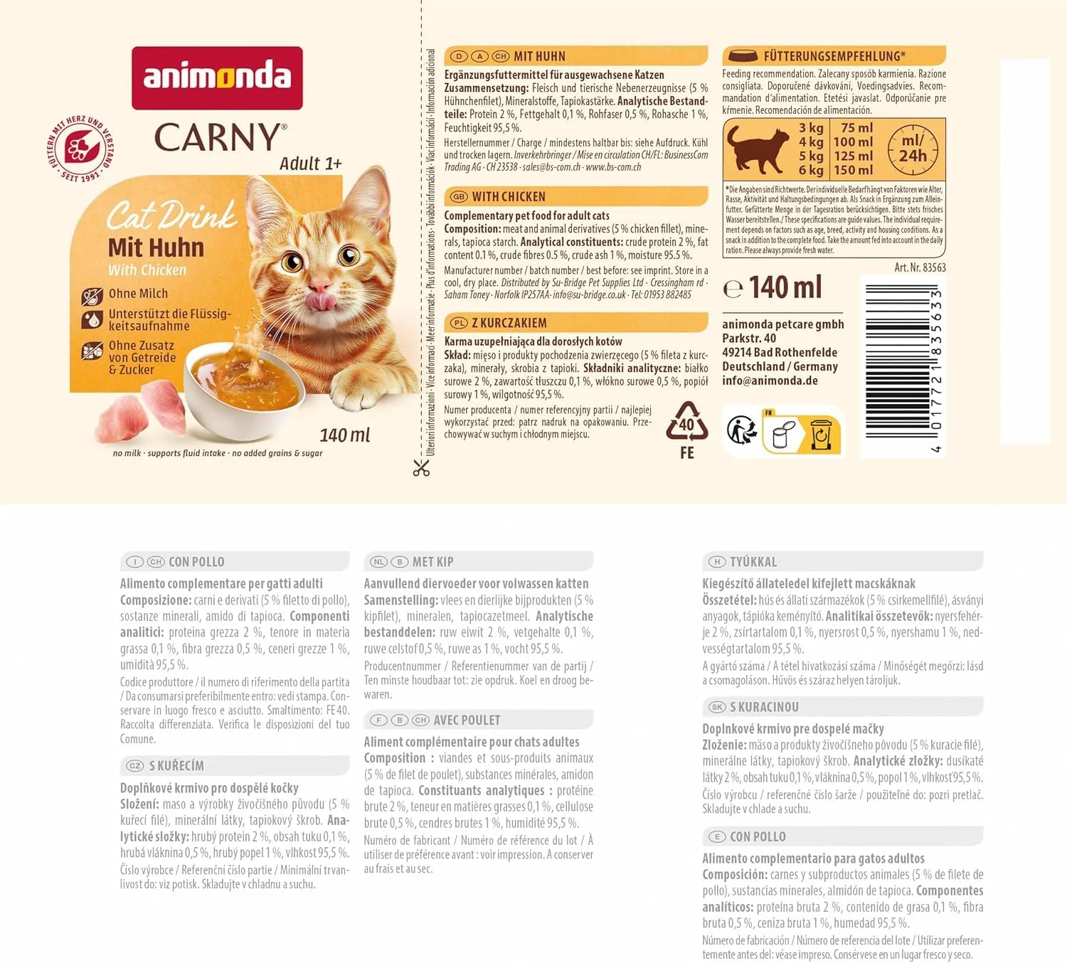 animonda Carny Bevanda per gatti adulti con pollo, confezione multipla 12 x 140 ml - immagine 5
