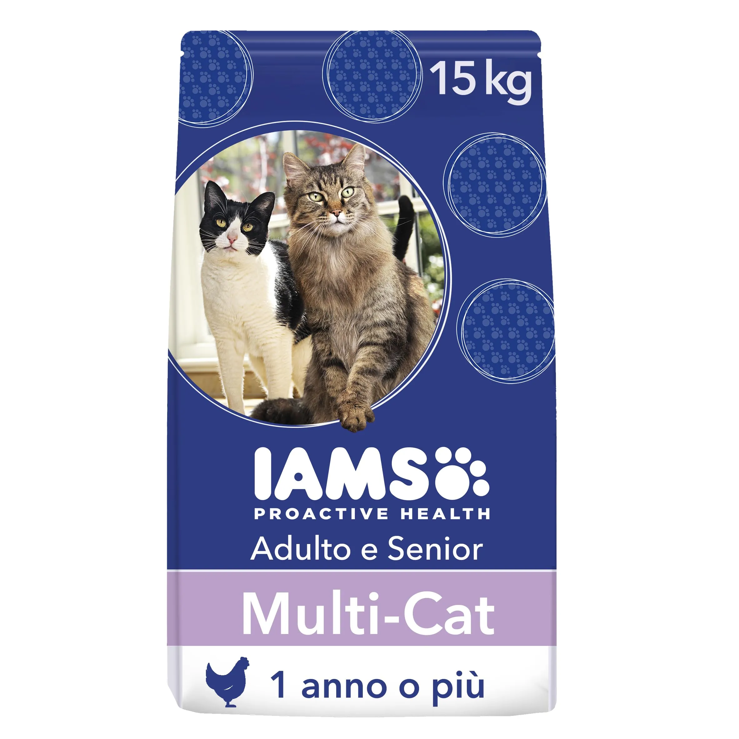IAMS Multi-Cat - Cibo Secco per Gatti Adulti e Anziani, 15 kg - immagine 1