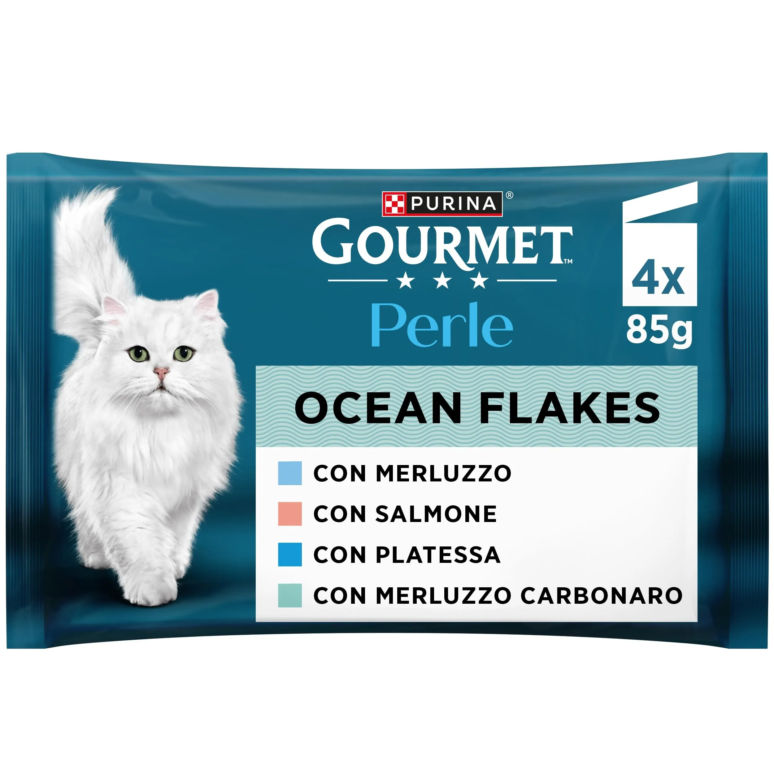 GOURMET PERLE Cibo umido per gatti Adulti Trancetti Pesce dell'Oceano con Salmone, Merluzzo, Platessa e Merluzzo Carbonaro 48 bustine da 85g - immagine 4
