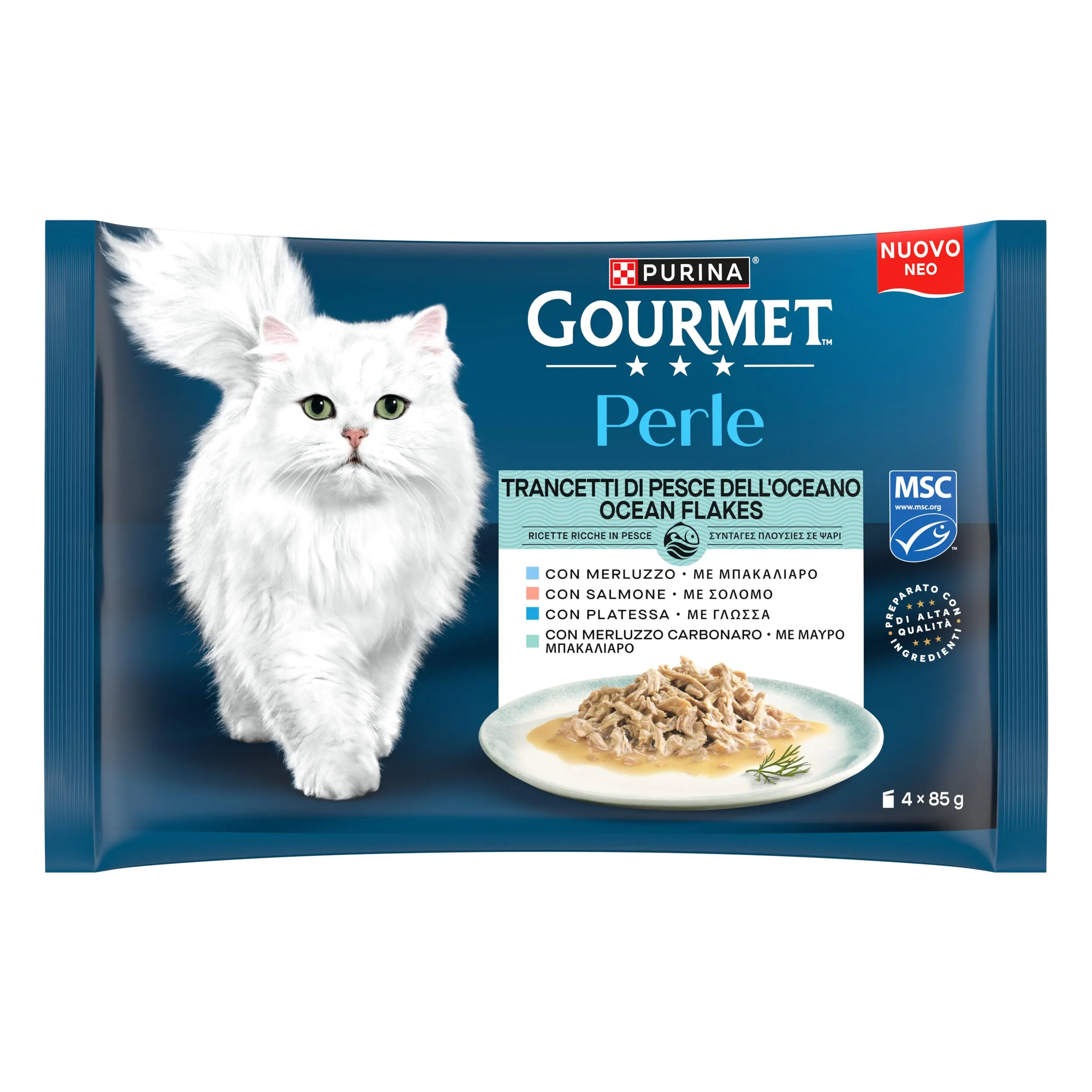 GOURMET PERLE Cibo umido per gatti Adulti Trancetti Pesce dell'Oceano con Salmone, Merluzzo, Platessa e Merluzzo Carbonaro 48 bustine da 85g - immagine 5