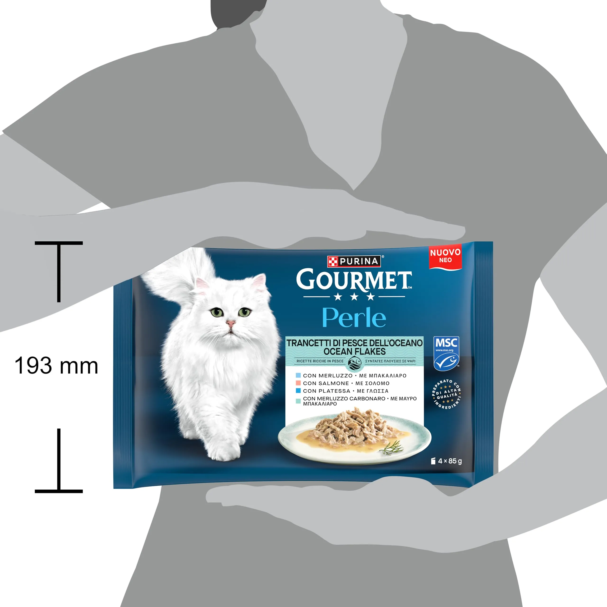 GOURMET PERLE Cibo umido per gatti Adulti Trancetti Pesce dell'Oceano con Salmone, Merluzzo, Platessa e Merluzzo Carbonaro 48 bustine da 85g - immagine 6