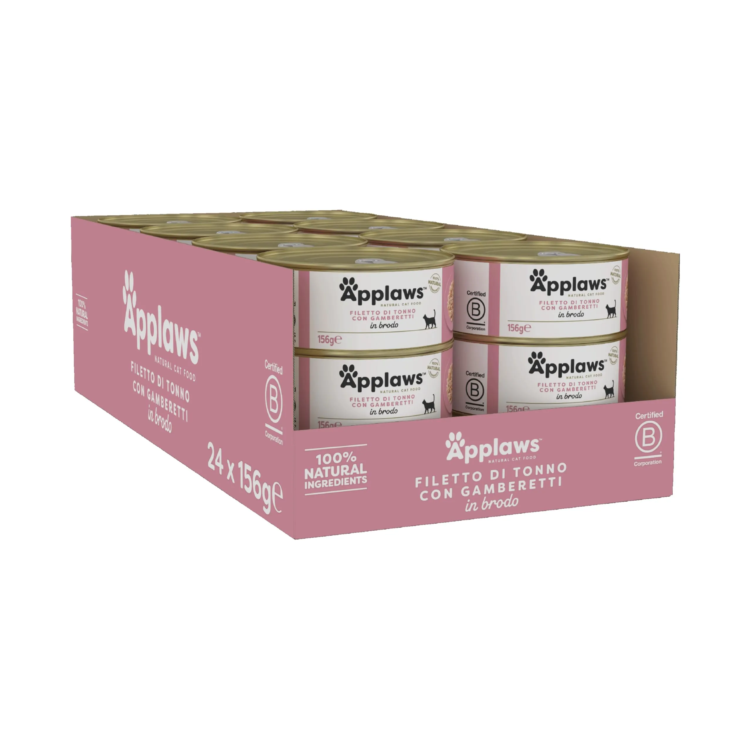 Applaws Cat Tin 1x(24x156g) Tuna Fillet with Prawn - immagine 2
