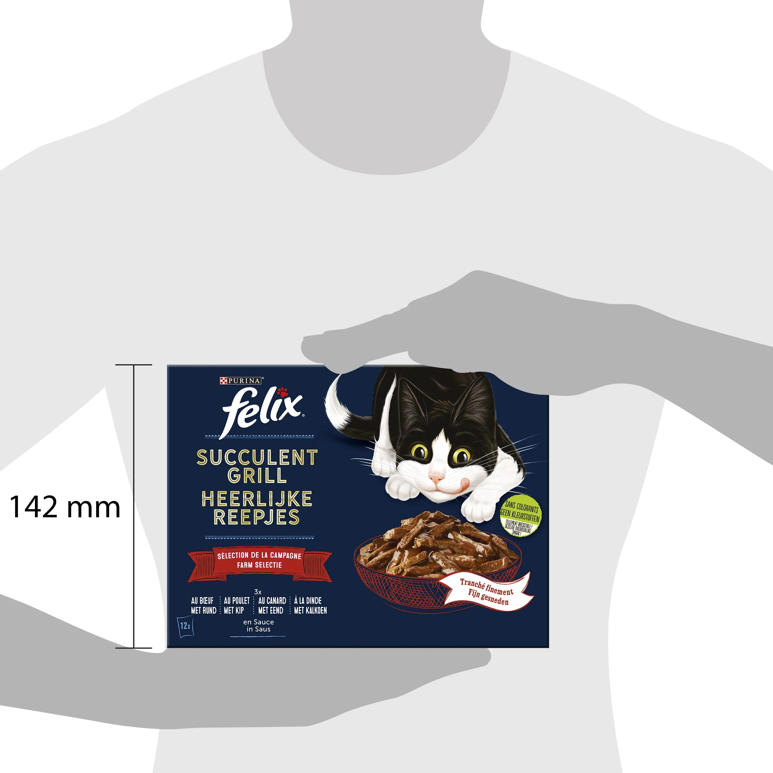 FELIX | SUCCULENT GRILL | Gatto adulto | Selezione della campagna in salsa: manzo, pollo, anatra, tacchino | Alimento umido 100% completo ed equilibrato | Bustine fresche | Confezione da 72 x 80 g - immagine 3