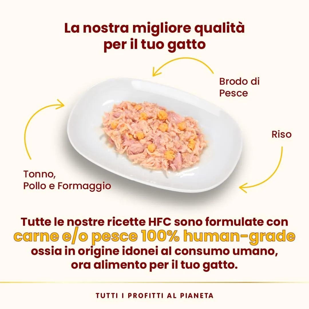 Almo Nature HFC Natural, Alimento Umido per Gatti - Tonno, Pollo e Formaggio - Confezione da 3.6 kg (24 x 150 g) - immagine 3