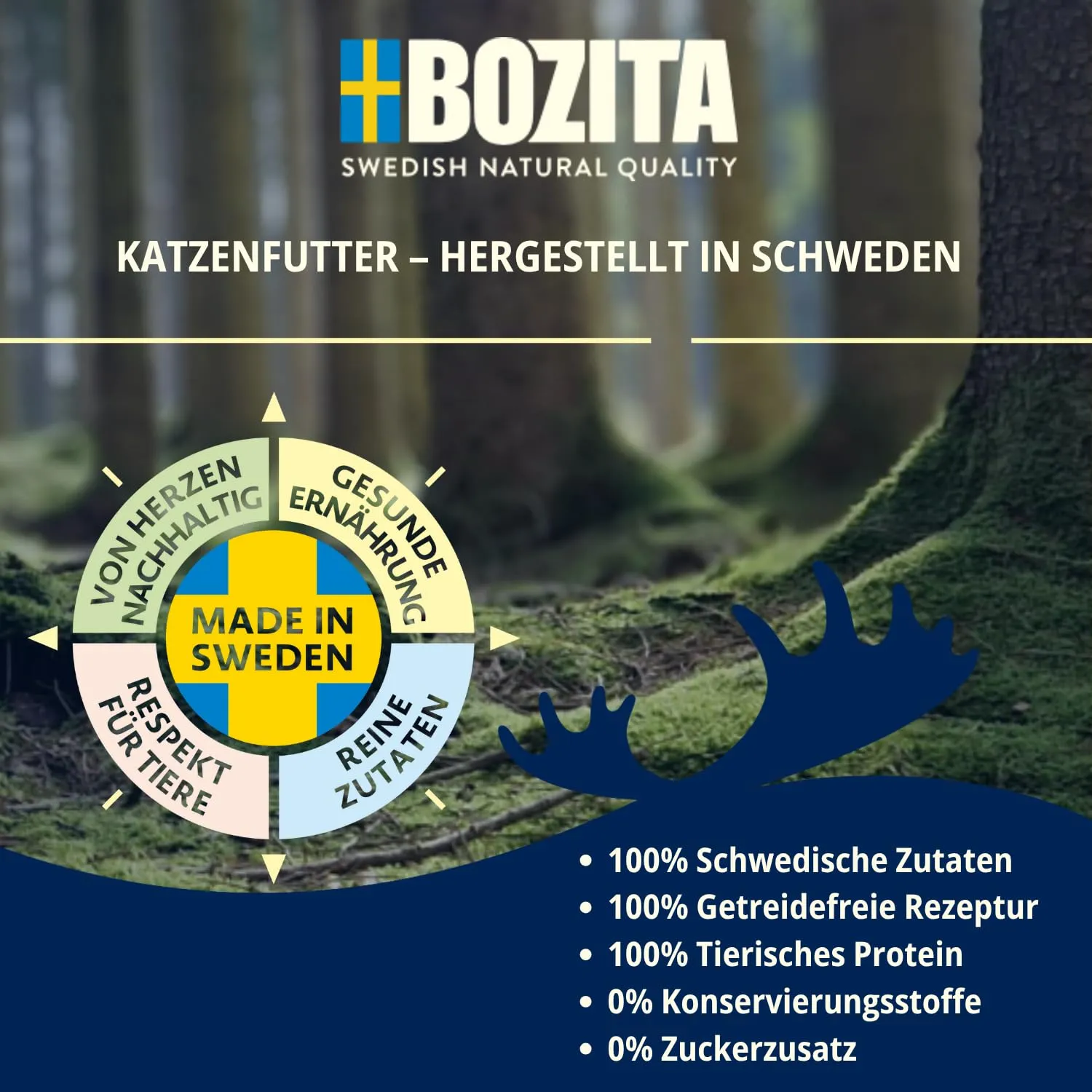 Bozita Mousse renna – 12 x 85 g di cibo umido per gatti con texture di mousse fine con renna – formula senza cereali, senza zuccheri aggiunti e coloranti – con postbiotici per sostenere la microflora - immagine 2