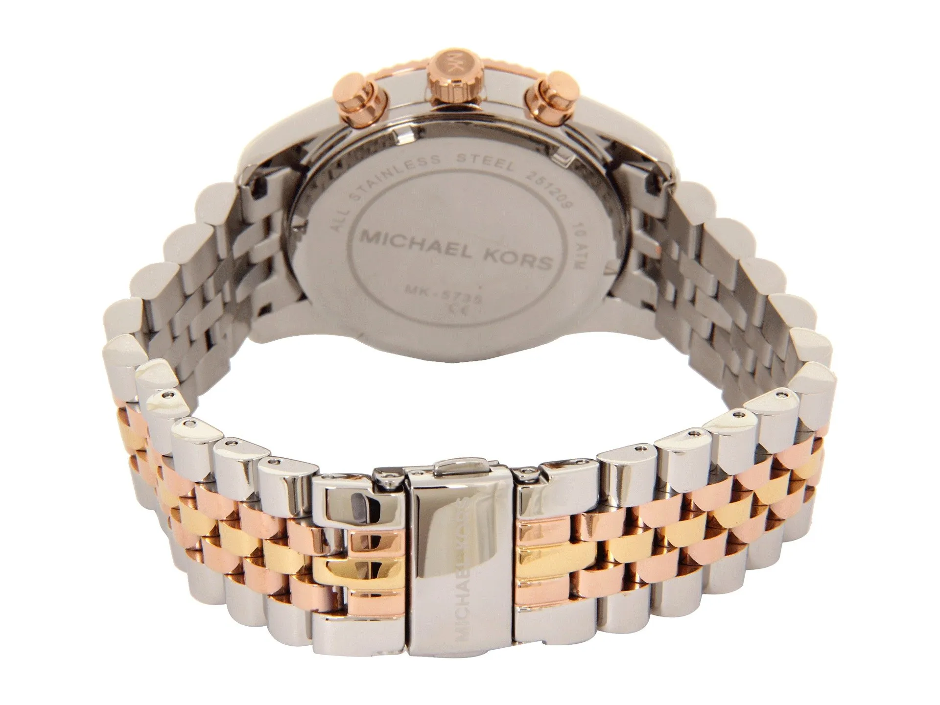 Michael Kors Lexington orologio al quarzo cronografo con cinturino in acciaio inossidabile Argento e tono oro per donna MK5735 - immagine 3