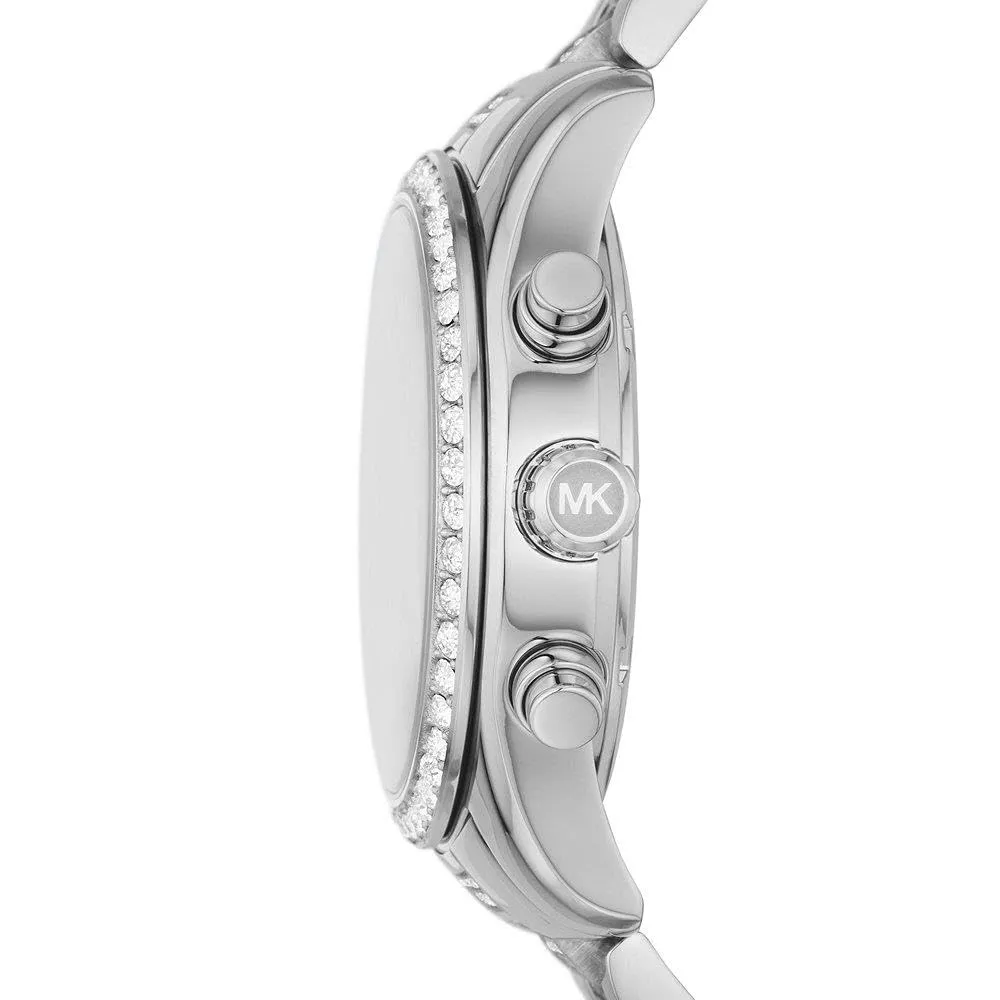 Michael Kors Orologio Lexington da donna, movimento cronografo al quarzo con cinturino in acciaio inossidabile, 38 mm, Tono argento - immagine 2