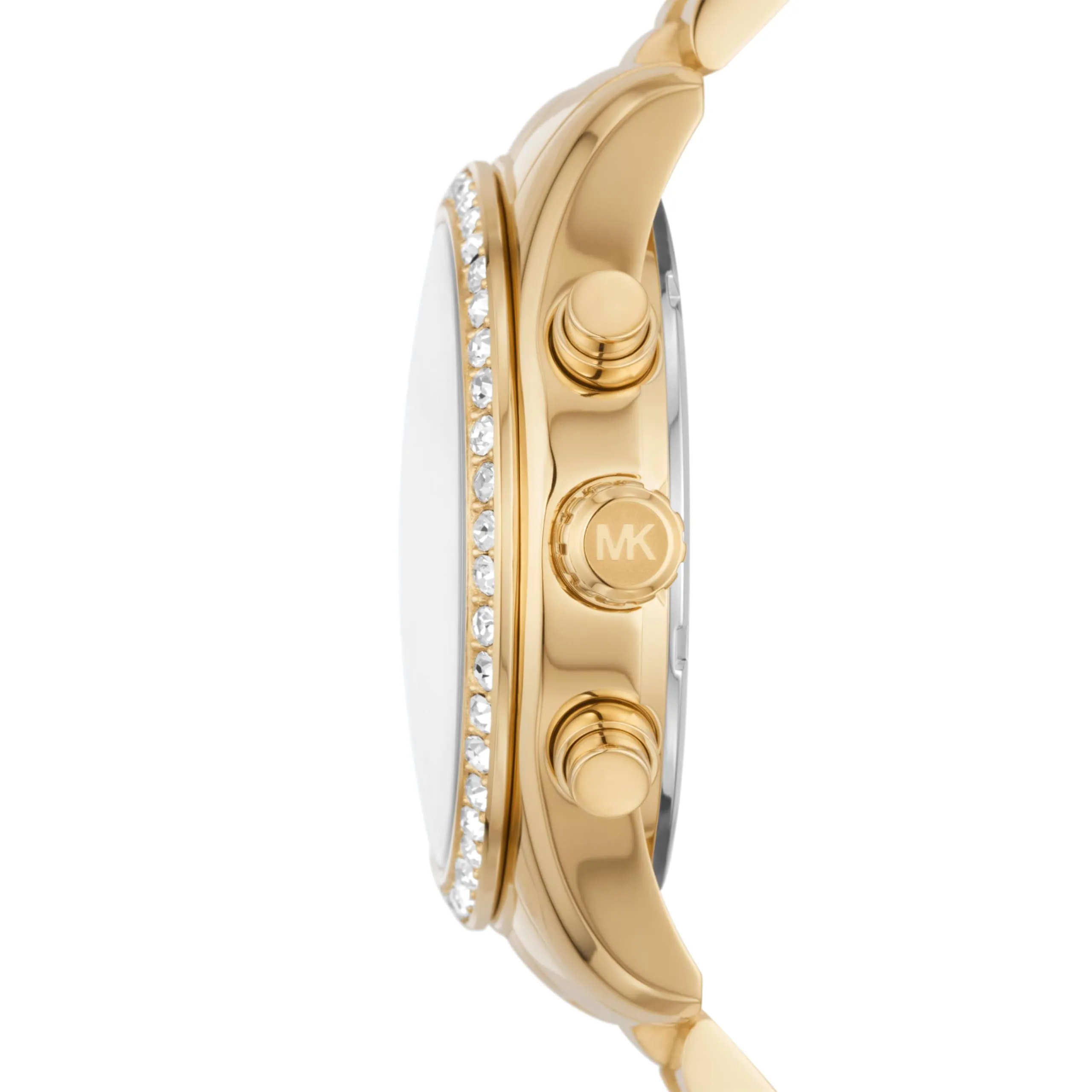 Michael Kors Orologio Lexington da donna, movimento cronografo al quarzo con cinturino in acciaio inossidabile, 38 mm, Tono oro e bianco - immagine 3