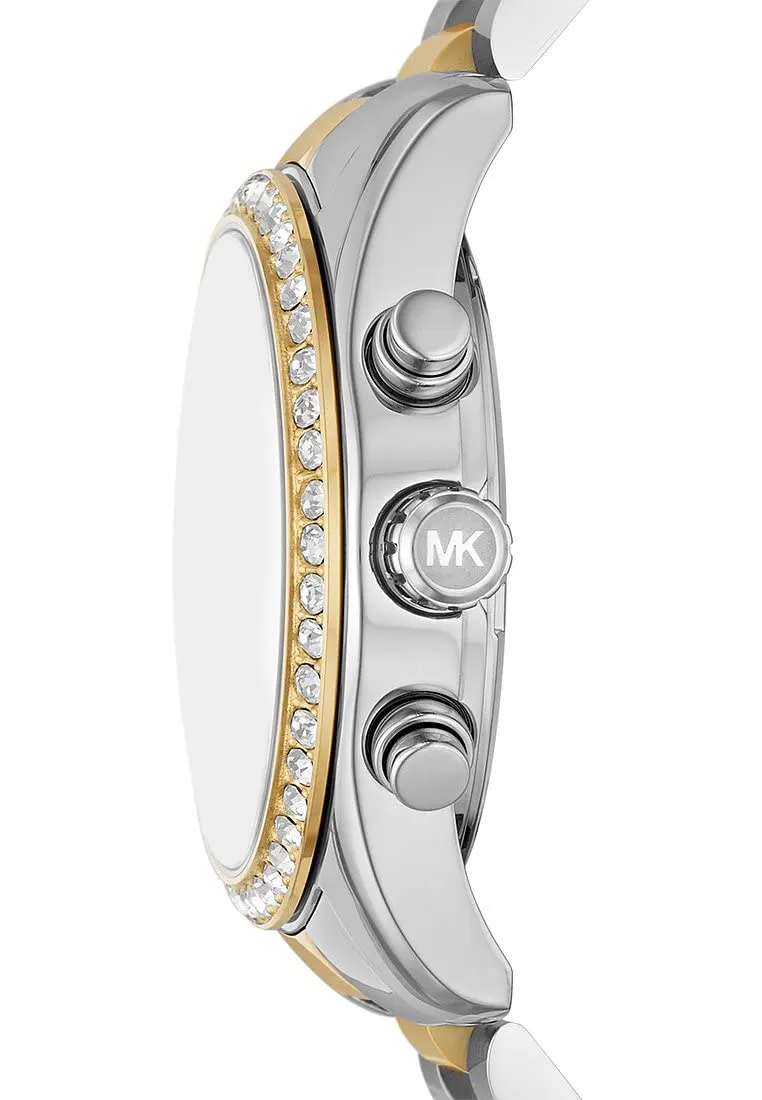 Michael Kors Orologio Lexington da donna, movimento cronografo al quarzo con cinturino in acciaio inossidabile, 38 mm, Argento e verde scuro - immagine 3