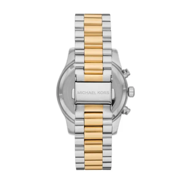 Michael Kors Orologio Lexington da donna, movimento cronografo al quarzo con cinturino in acciaio inossidabile, 38 mm, Argento e verde scuro - immagine 4