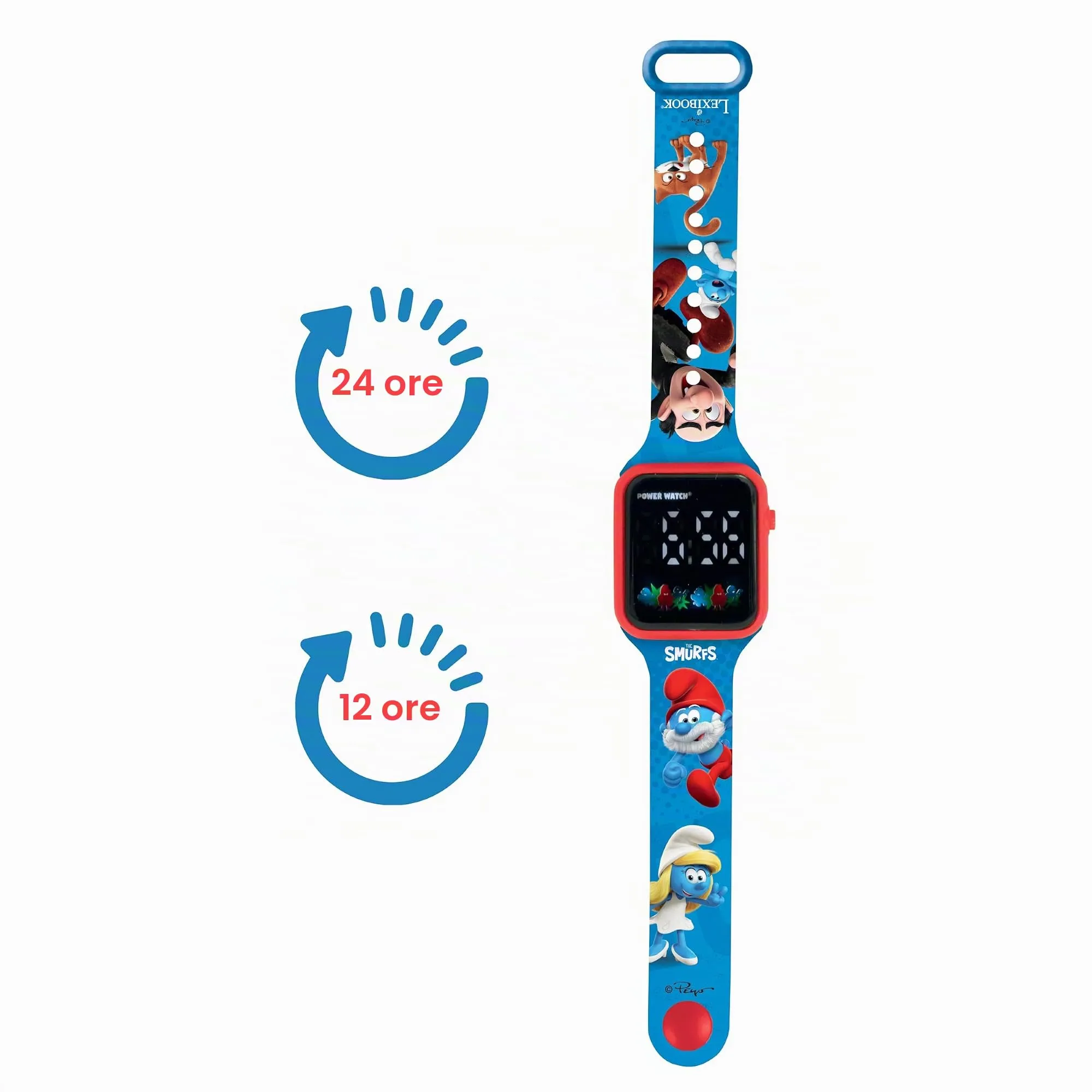 Lexibook, I Puffi, Orologio digitale, display 12 o 24 ore, Blu/Rosso, DMW060SF - immagine 6